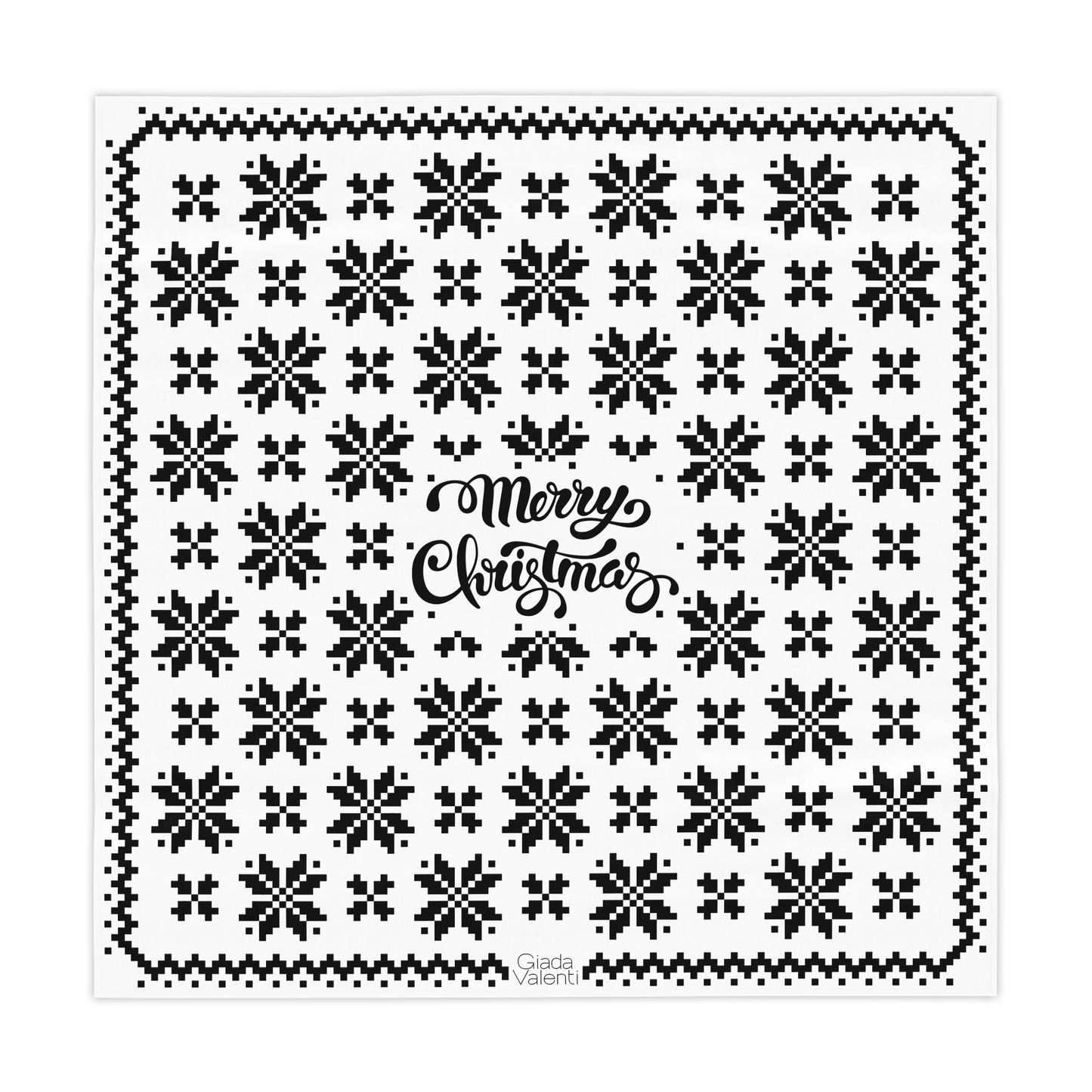 Jacquard Snowflake Christmas Tablecloth with Italian Design print | White Black | Giada Valenti | Christmas Decoration | Christmas Gift