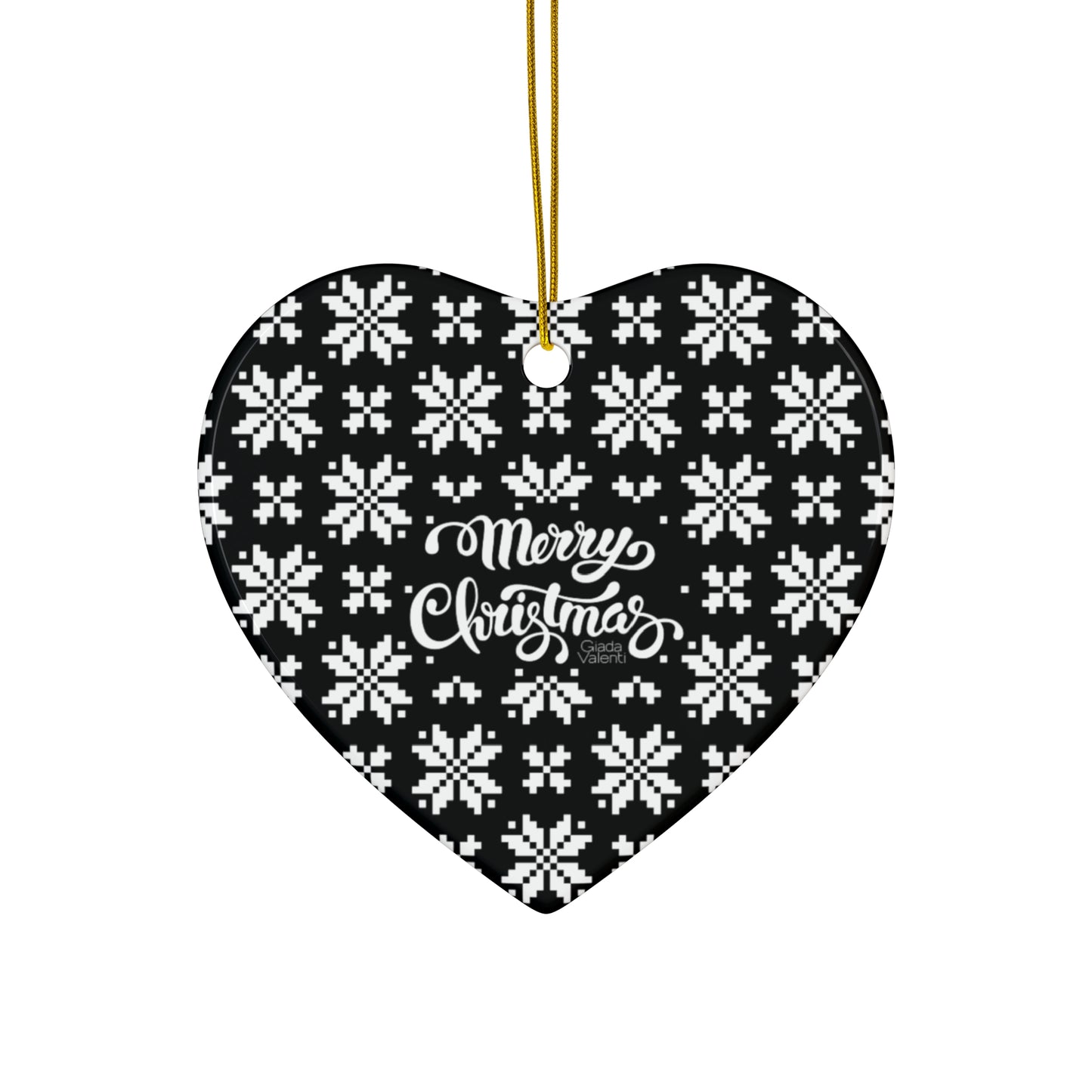 Merry Christmas Ceramic Ornament with Italian Design print | Black | Giada Valenti Collection