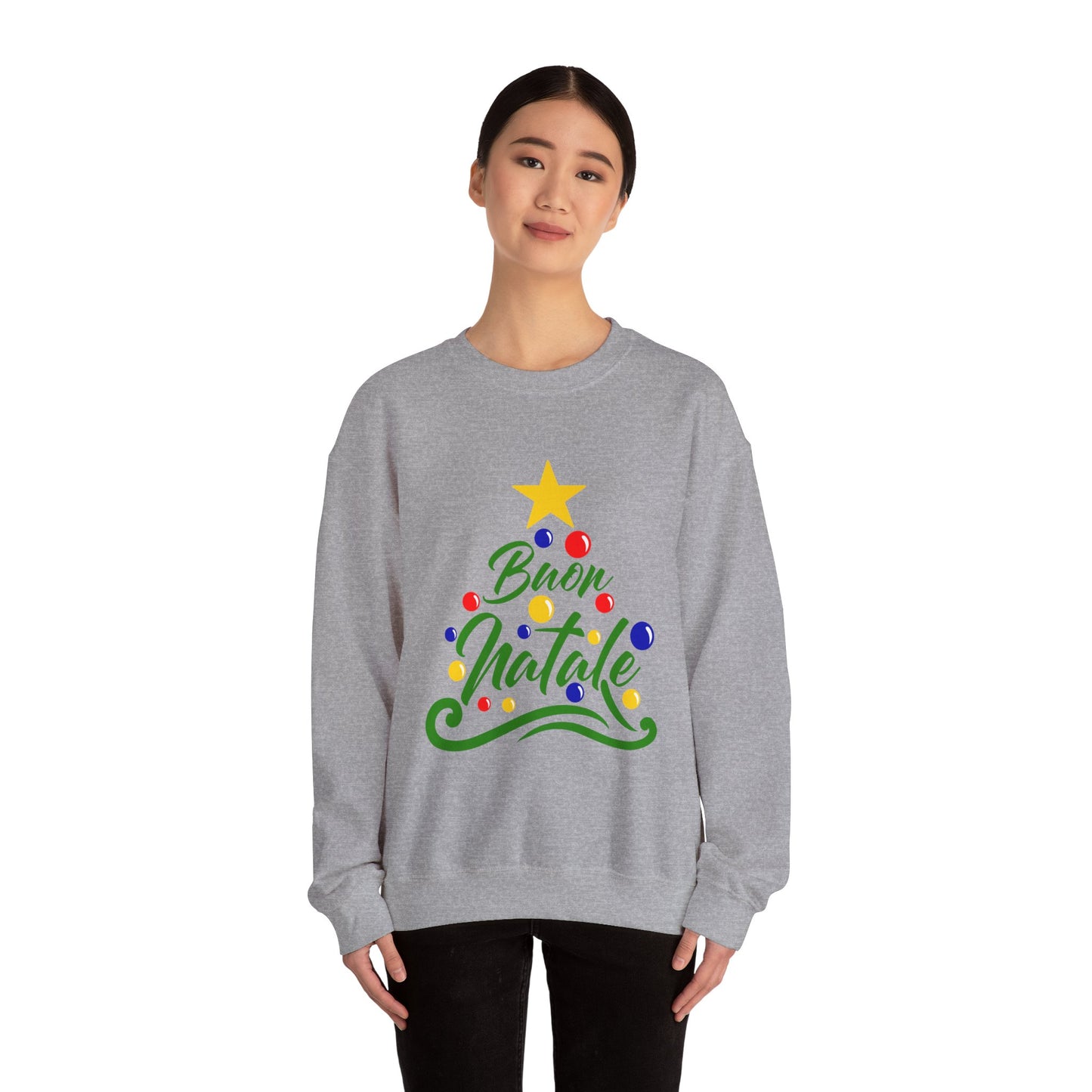 Buon Natale Unisex Heavy Blend™ Crewneck Sweatshirt - Giada Valenti Collection - Print designed in Italy by Elisa Savoia