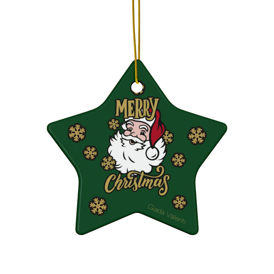 Merry Christmas Ceramic Ornament with exclusive Italian design print | Green | Giada Valenti | Christmas Ornament | Christmas Gift