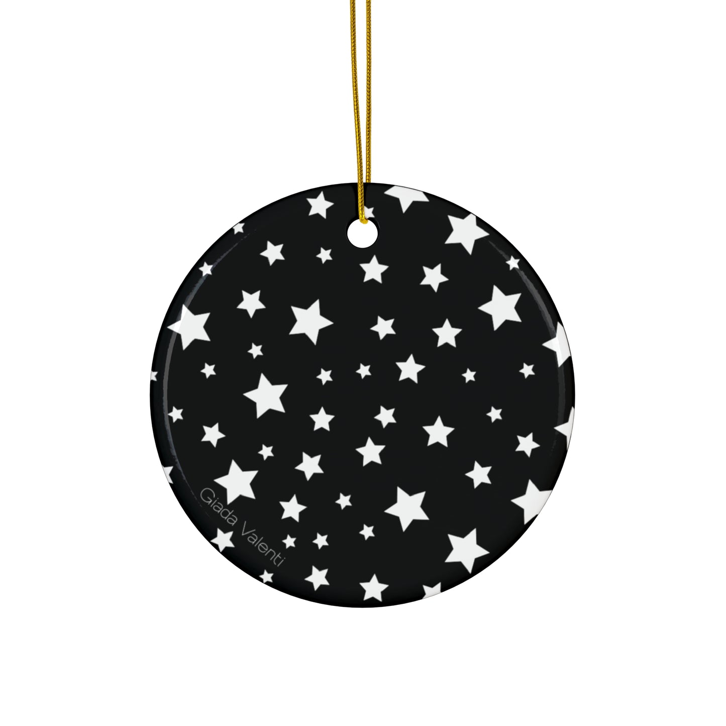 Ceramic Ornament with Italian Design print | Black with White Stars | Giada Valenti Collection