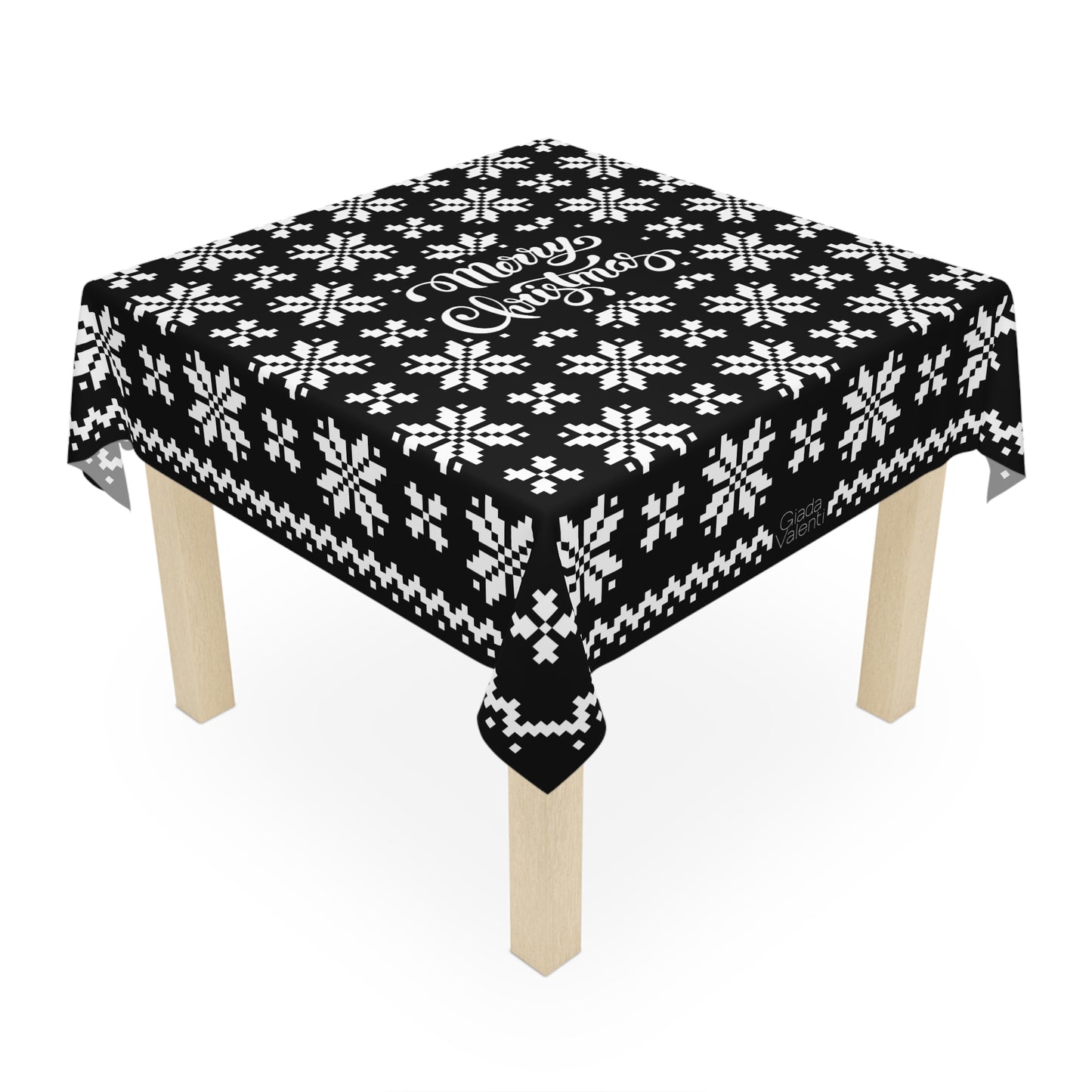 Jacquard Snowflake Christmas Tablecloth with Italian Design print | Black White | Giada Valenti | Christmas Decoration | Christmas Gift