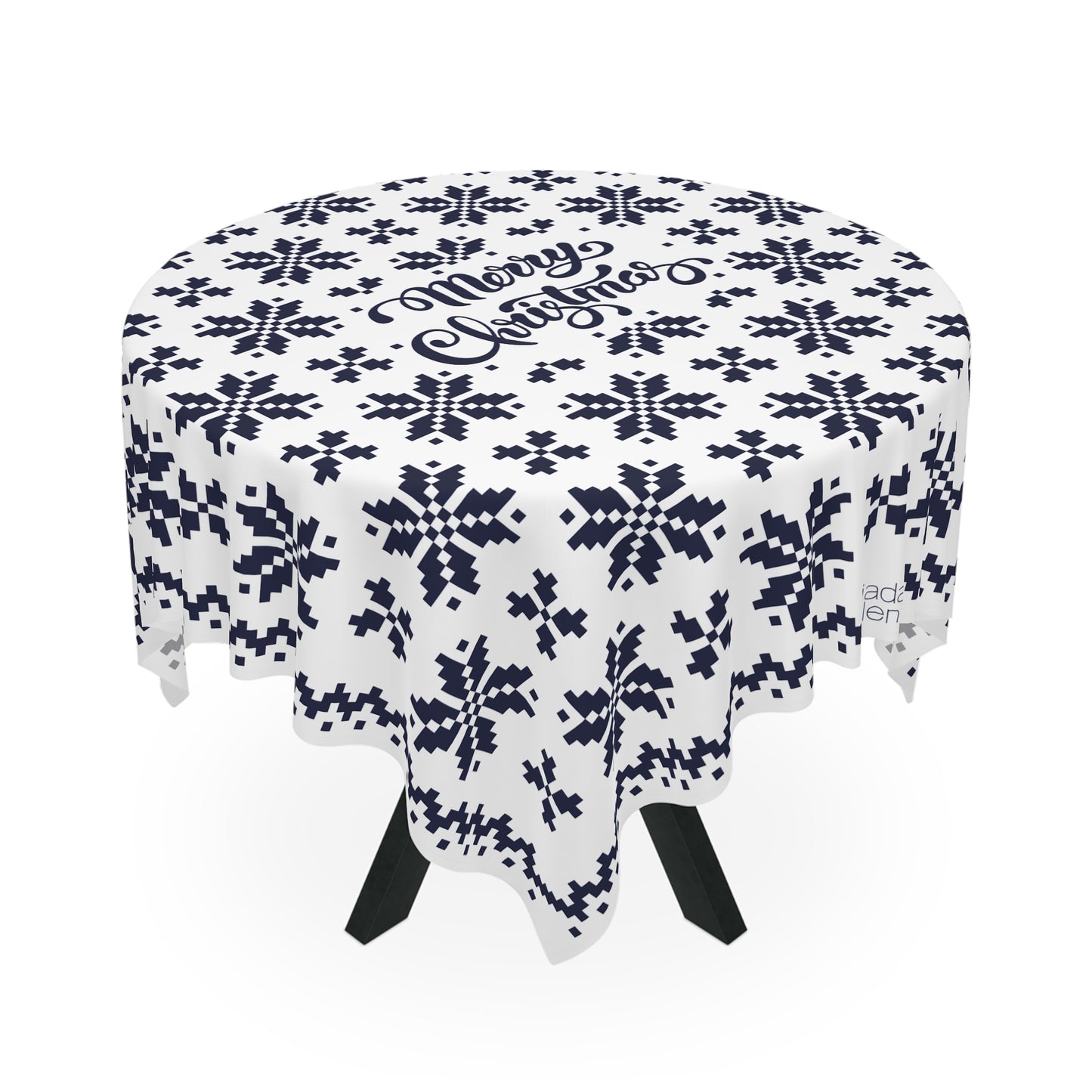 Jacquard Snowflake Christmas Tablecloth with Italian Design print | White Blue | Giada Valenti | Christmas Decoration | Christmas Gift