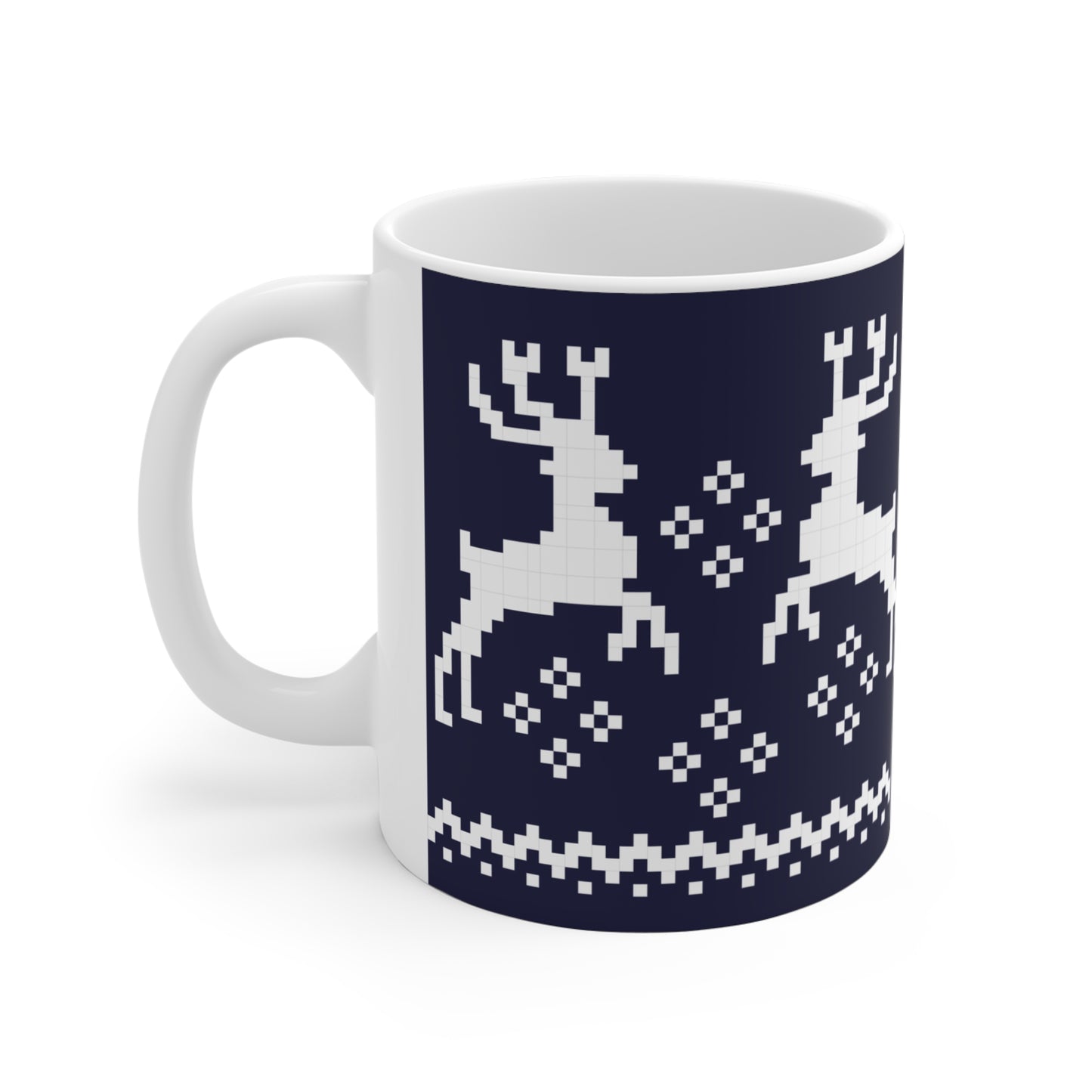 Jacquard Reindeer Christmas Mug with exclusive Italian design print (11oz) | Blue | Giada Valenti | Christmas Gift