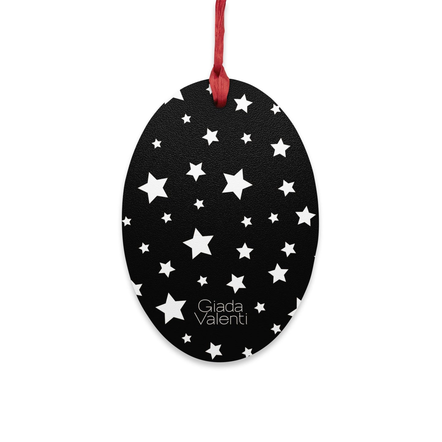 Oval Shape Wooden Ornaments | Designed in Italy | Black White Stars | Giada Valenti | Christmas Ornament | Christmas Gift | Italian Design