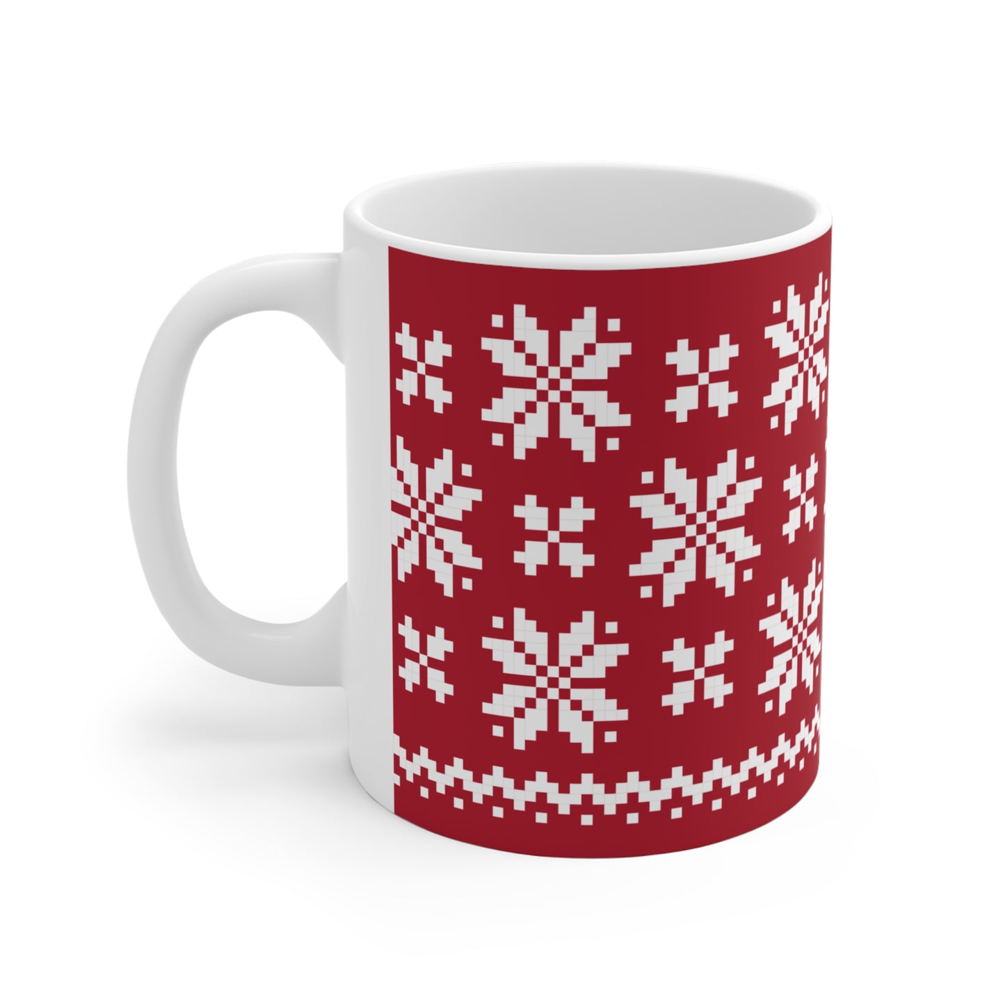 Jacquard Snowflake Mug with exclusive Italian design print (11oz) | Red | Giada Valenti Collection