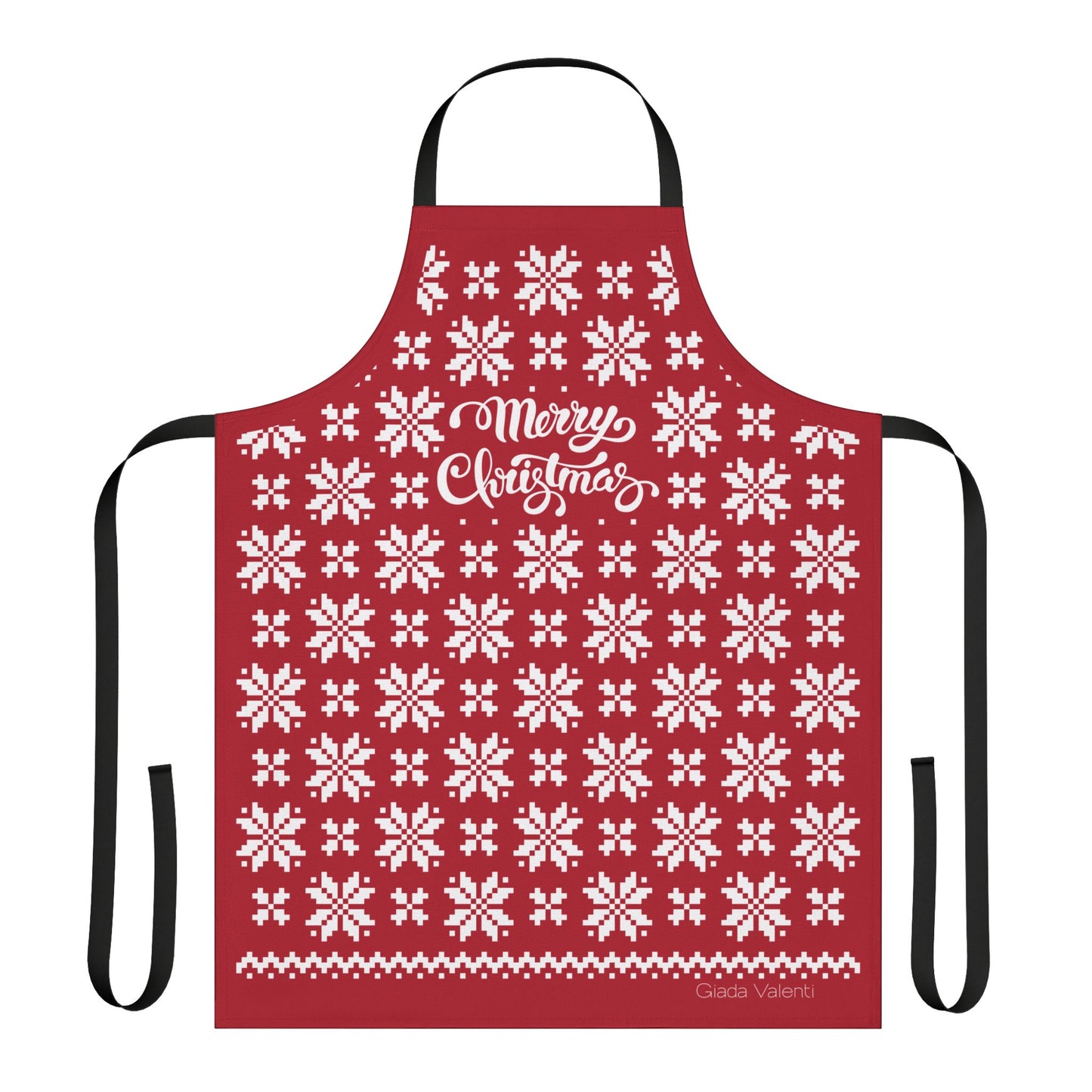 Jacquard Snowflake Apron with Italian Design print | White Red | Giada Valenti Collection