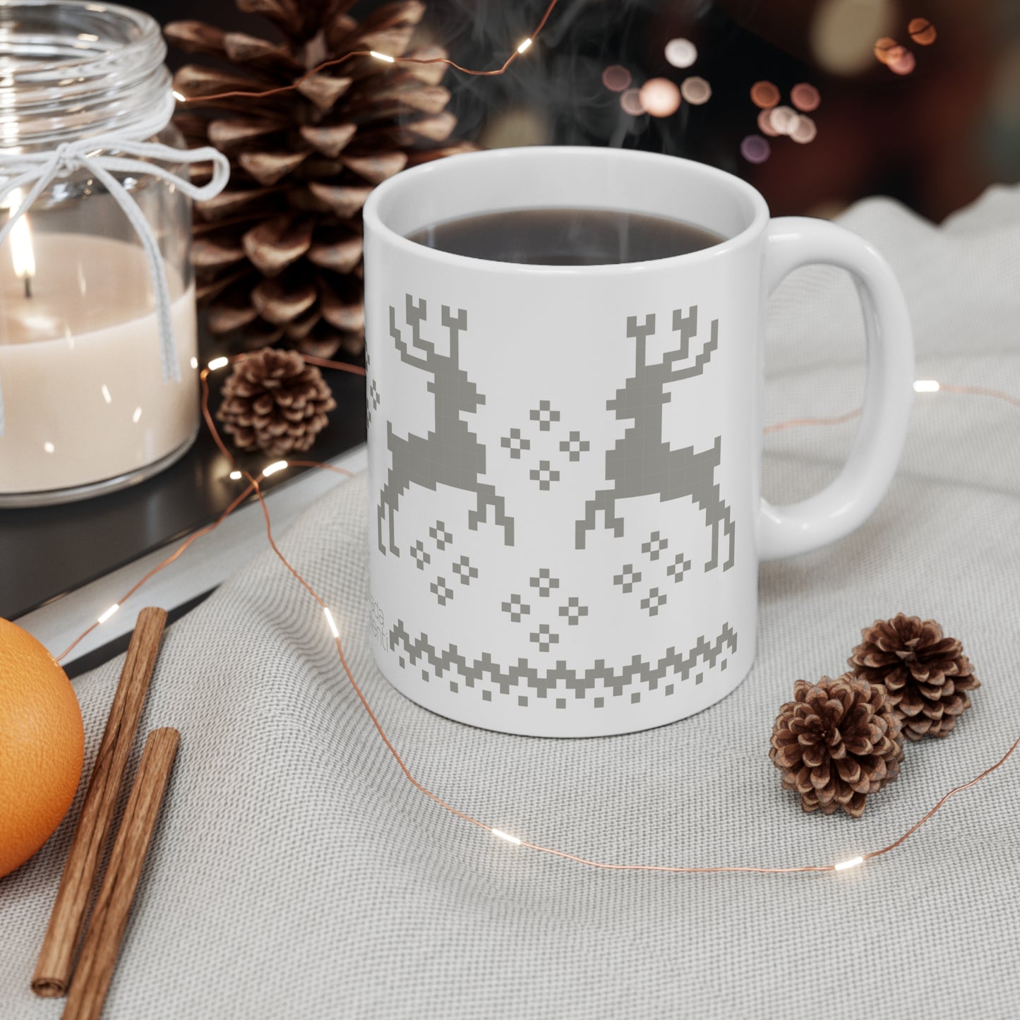 Jacquard Reindeer Christmas Mug with exclusive Italian design print (11oz) | Giada Valenti Collection