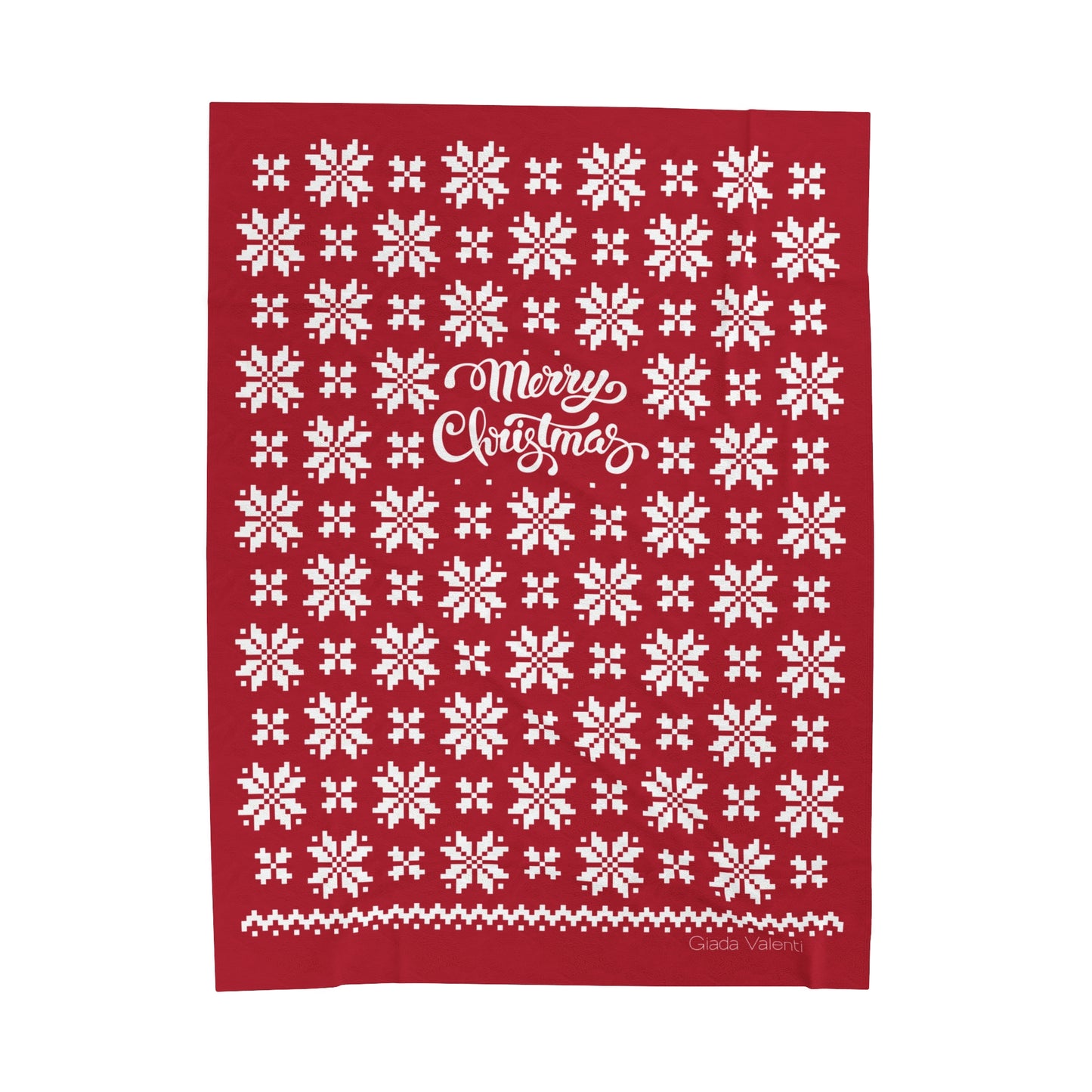 Jacquard Snowflake Christmas Velveteen Plush Blanket with Italian design print | 60x80 | Red | Giada Valenti