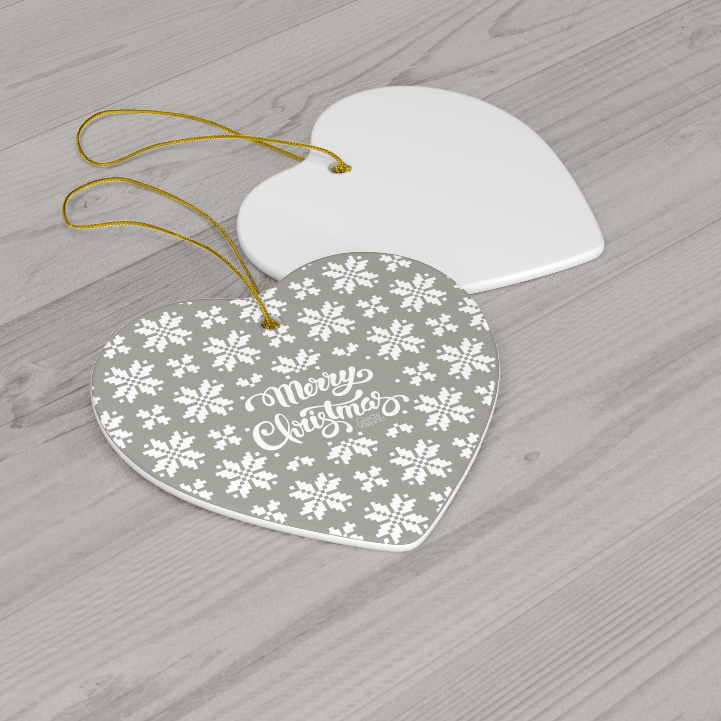 Merry Christmas Ceramic Ornament with Italian Design print | Silver | Giada Valenti Collection