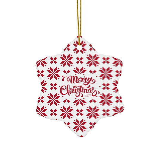 Ceramic Christmas Ornament with exclusive Italian design print | Jacquard Snowflake | Giada Valenti Collection