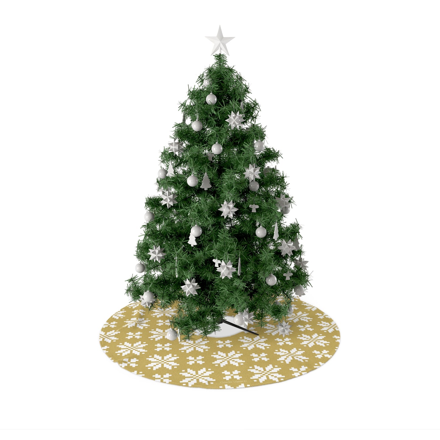 Jacquard Snowflake Christmas Tree Skirt with Italian Design print | Beige | Giada Valenti | Christmas Decoration | Christmas Gift