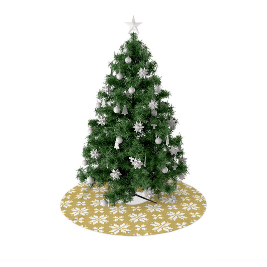 Jacquard Snowflake Christmas Tree Skirt with Italian Design print | Beige | Giada Valenti | Christmas Decoration | Christmas Gift