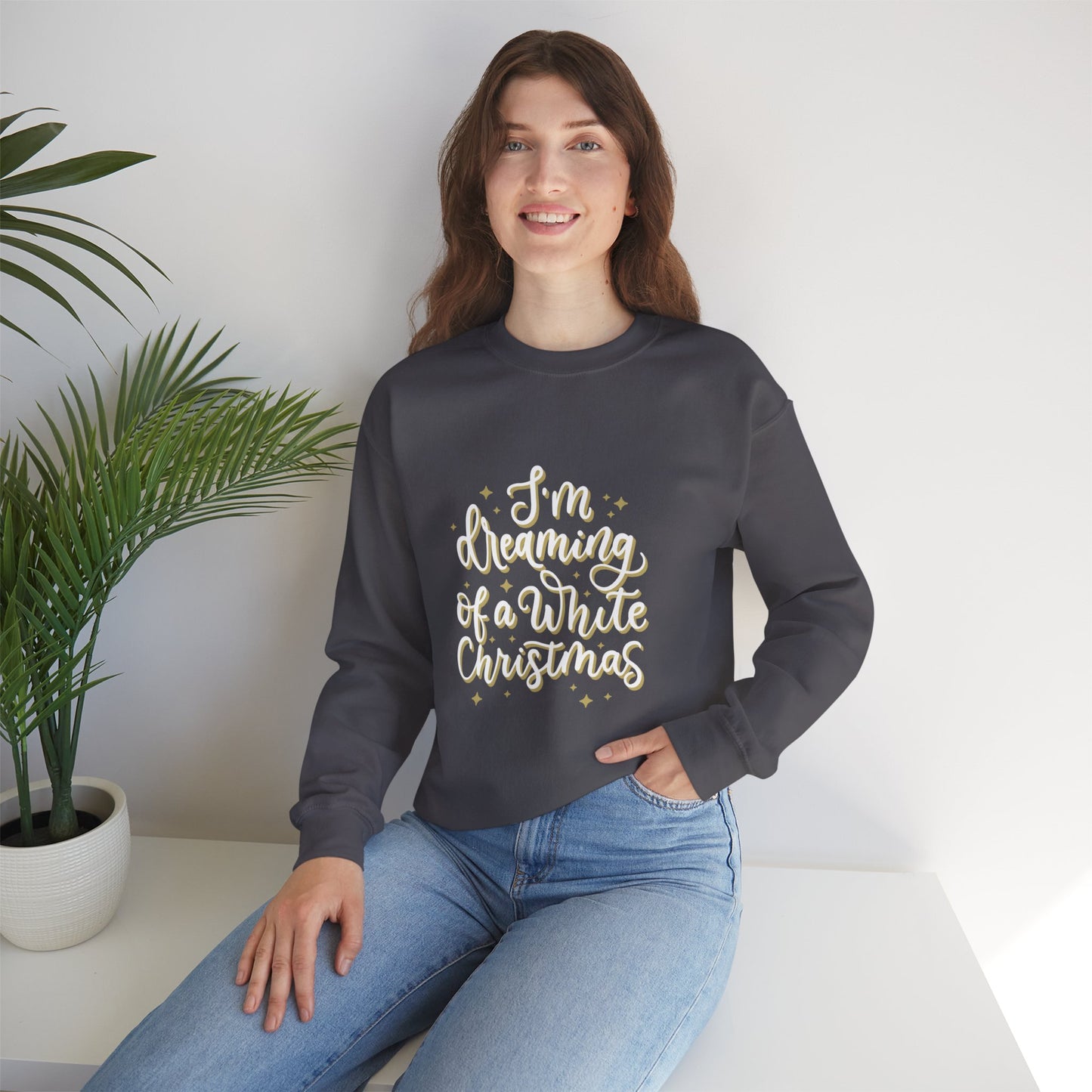 I'm dreaming of a White Christmas Unisex Heavy Blend™ Crewneck Sweatshirt with Italian design print | Giada Valenti | Christmas gift