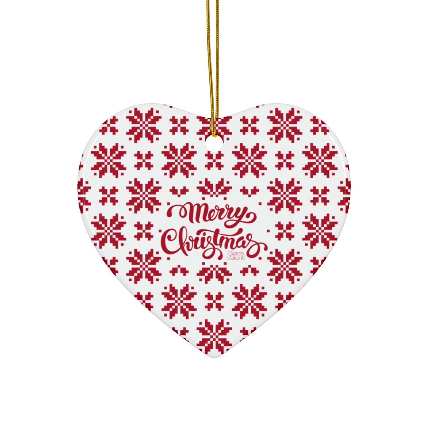 Ceramic Christmas Ornament with exclusive Italian design print | Jacquard Snowflake | Giada Valenti Collection