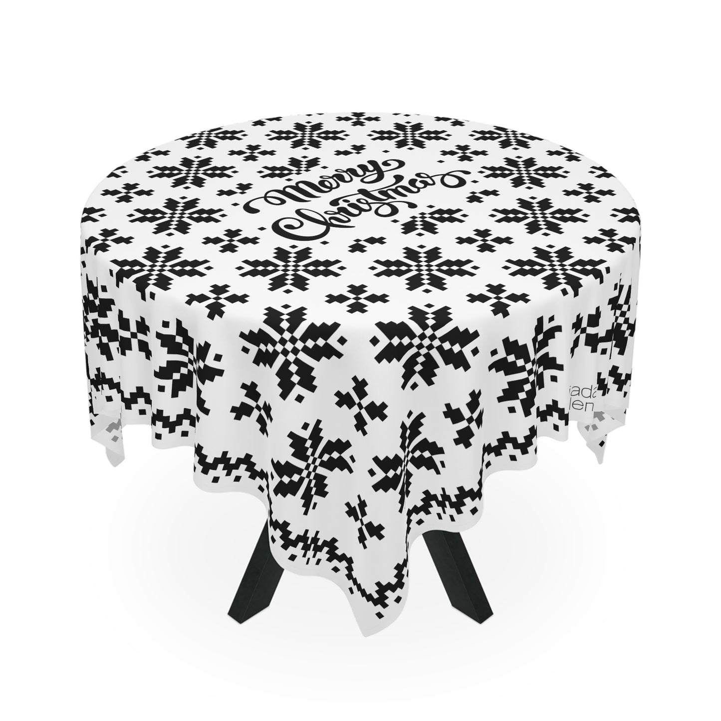 Jacquard Snowflake Christmas Tablecloth with Italian Design print | White Black | Giada Valenti | Christmas Decoration | Christmas Gift