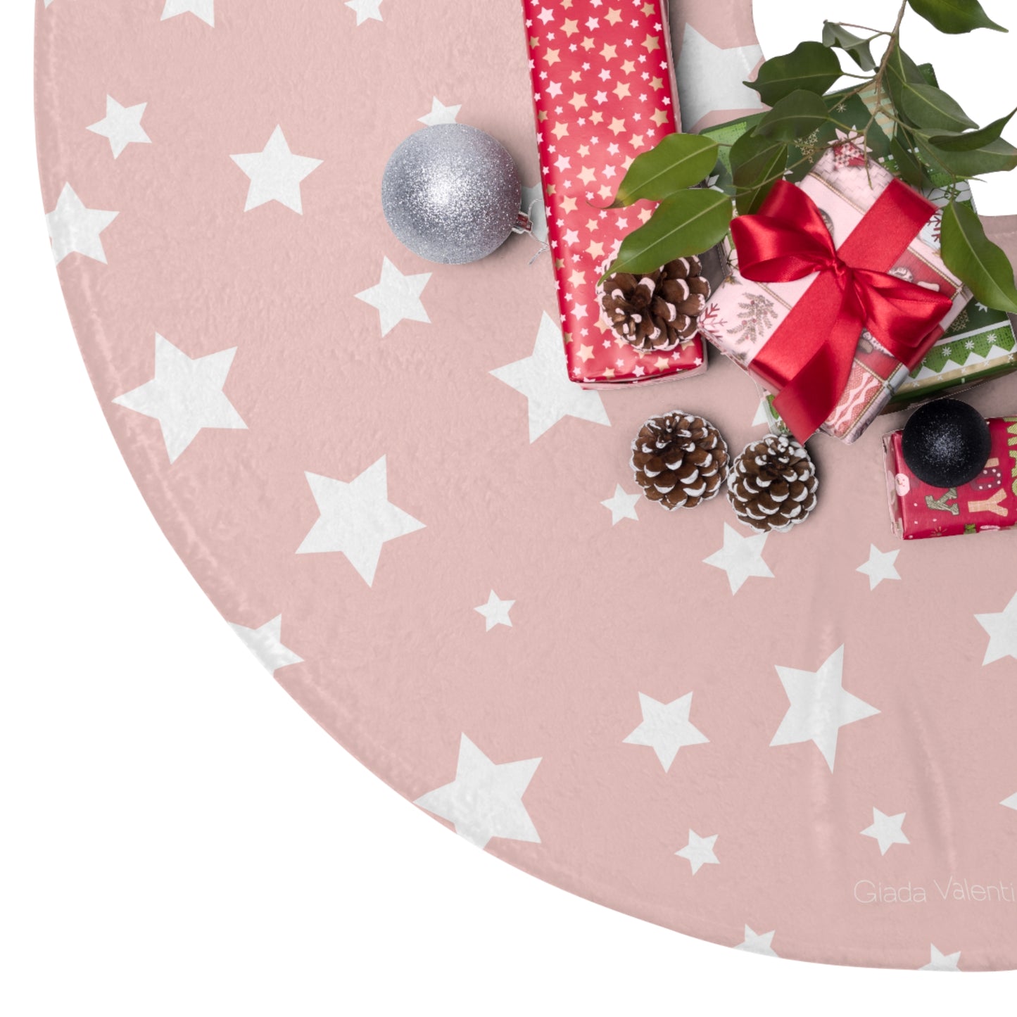 Christmas Star Tree Skirt with Italian Design print | Pink | Giada Valenti | Christmas Decoration | Christmas Gift