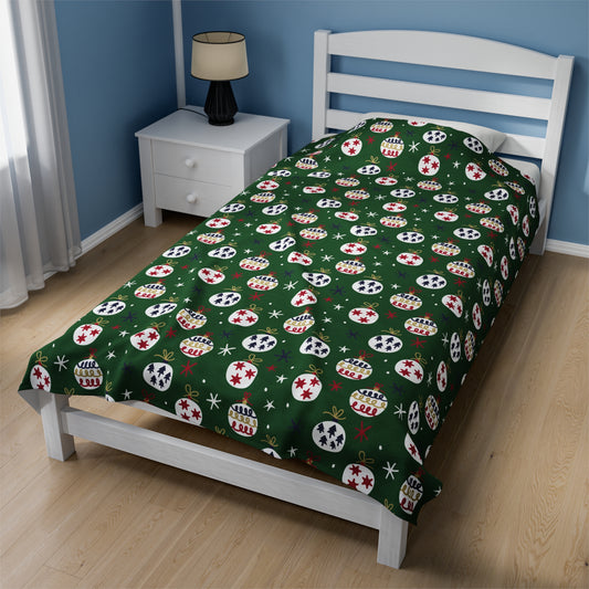 Christmas balls blanket with Italian design print | 60x80 | Green | Giada Valenti | Christmas Gift | Velveteen Plush Blanket