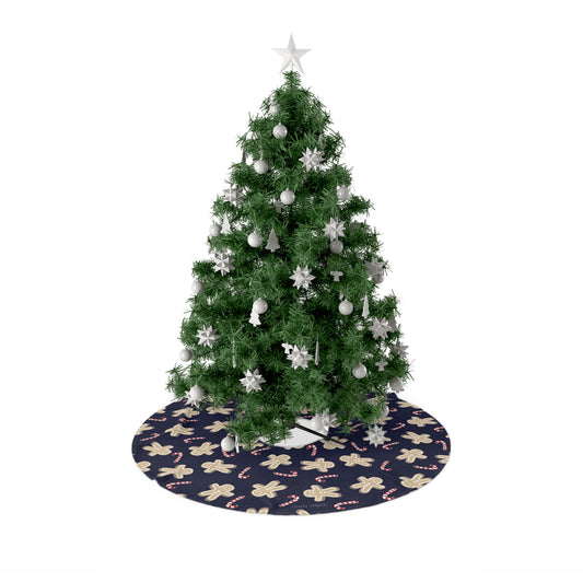 Ginger Bread Candy Cane Tree Skirt with Italian Design print | Blue | Giada Valenti | Christmas Decoration | Christmas Gift