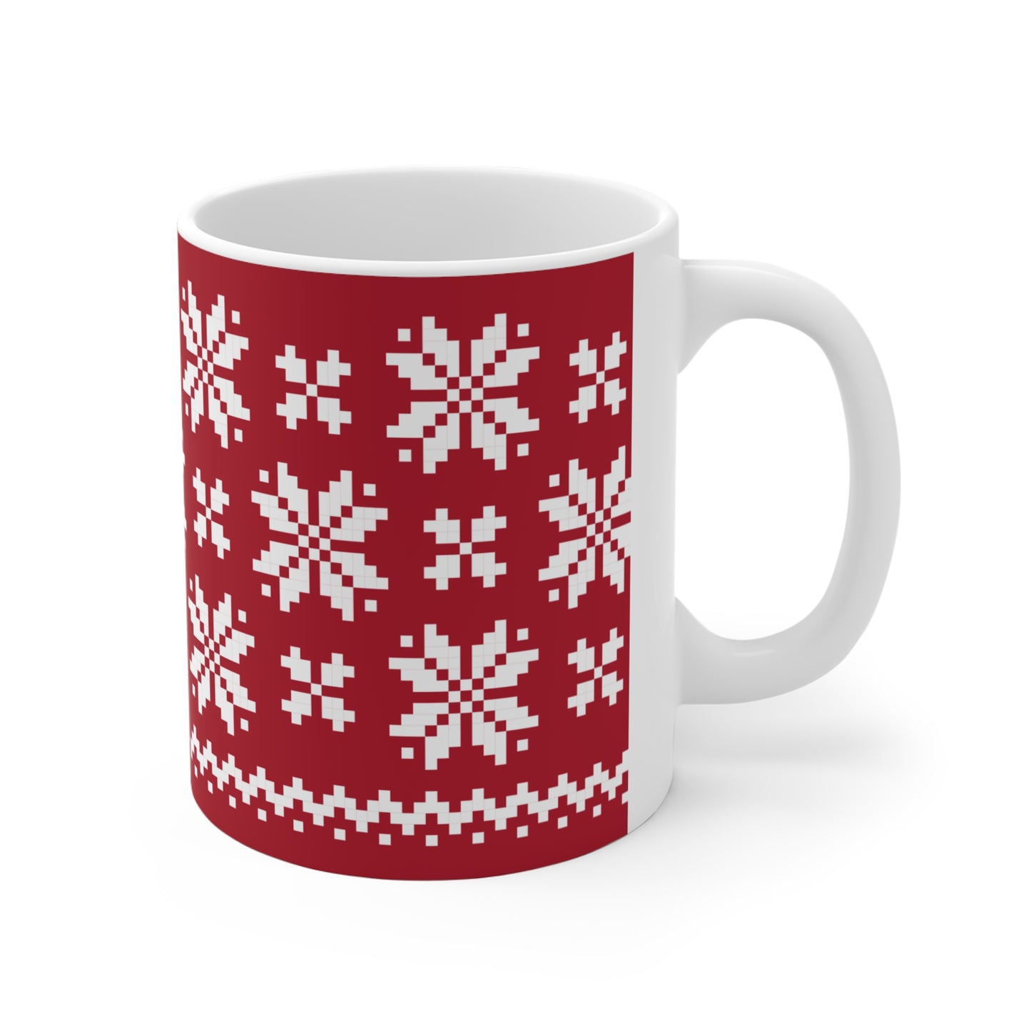 Jacquard Snowflake Mug with exclusive Italian design print (11oz) | Red | Giada Valenti Collection