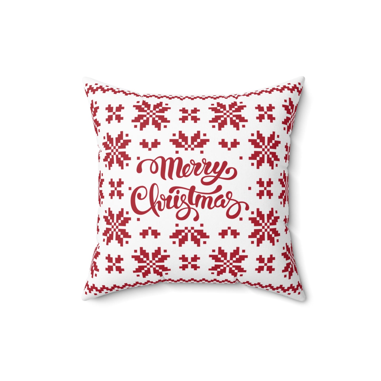 Merry Christmas Pillow with exclusive Italian Design print | White Red Jacquard Snowflake | Giada Valenti Collection