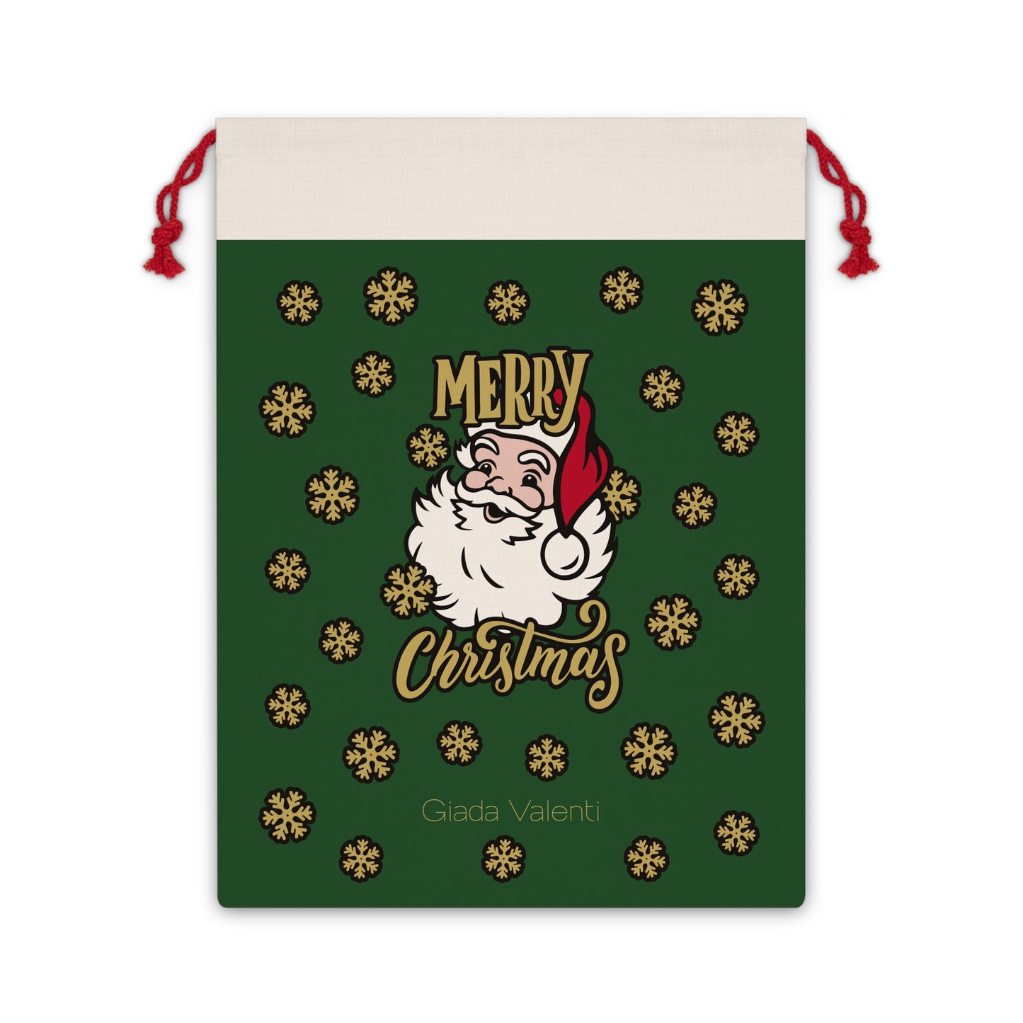 Santa Claus Gift Bag with exclusive Italian design print | Green | Giada Valenti | Christmas Gift