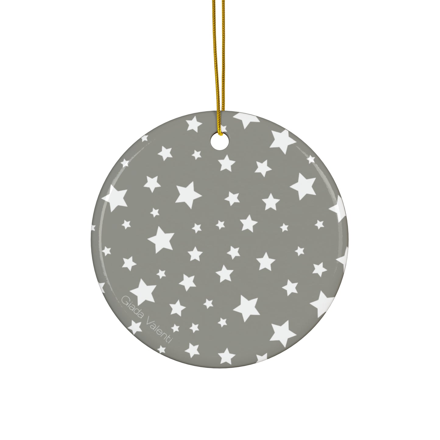 Ceramic Ornament with Italian Design print | Silver White Stars | Giada Valenti | Christmas Ornament | Christmas Gift