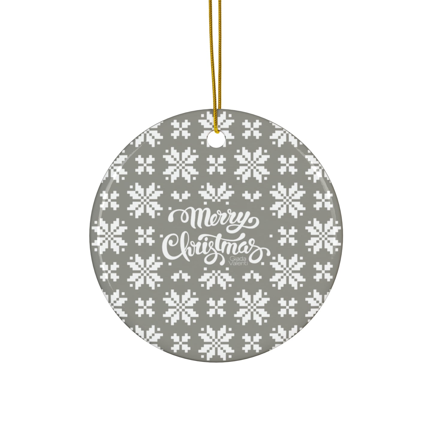 Ceramic Ornament | Designed in Italy | Jacquard Snowflake | Grey | Giada Valenti | Christmas Ornament | Christmas Gift | Italian Design