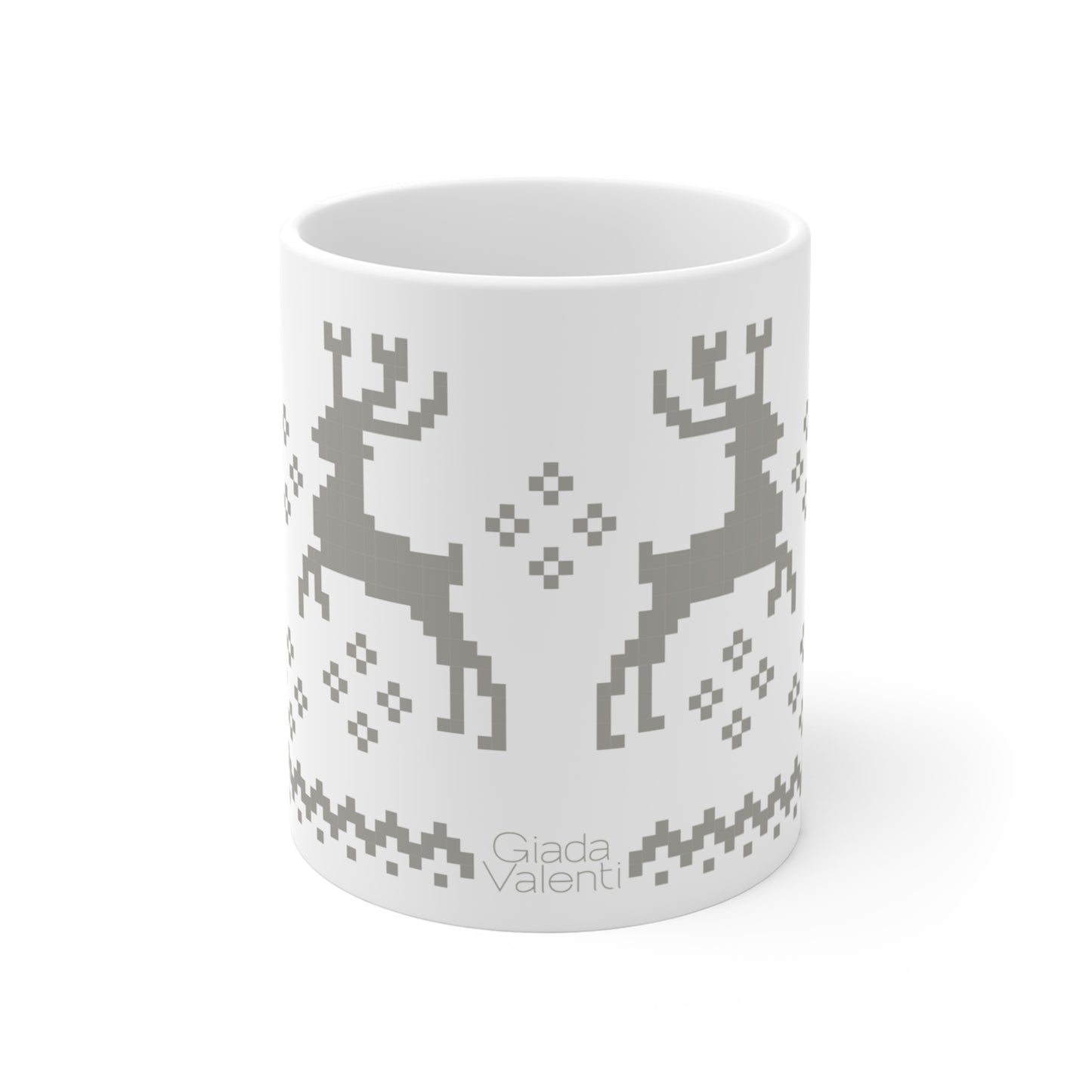 Jacquard Reindeer Christmas Mug with exclusive Italian design print (11oz) | Giada Valenti Collection