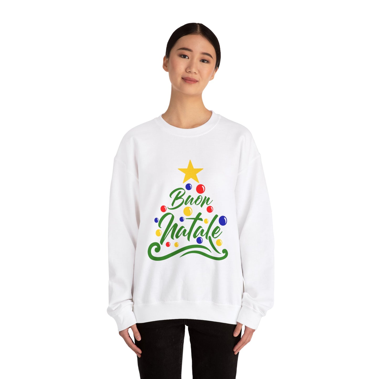 Buon Natale Unisex Heavy Blend™ Crewneck Sweatshirt - Giada Valenti Collection - Print designed in Italy by Elisa Savoia