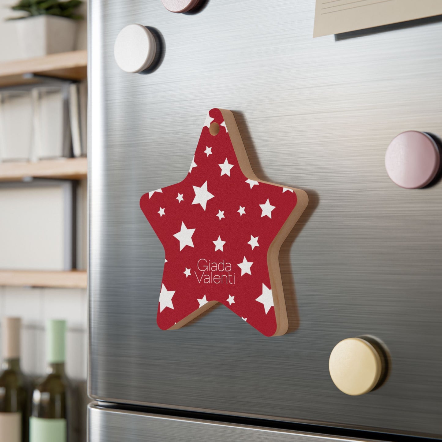 Giada Valenti | Star Shape Wooden Ornaments | Designed in Italy | Red White Star | Christmas Ornament | Christmas Gift | Italian Design