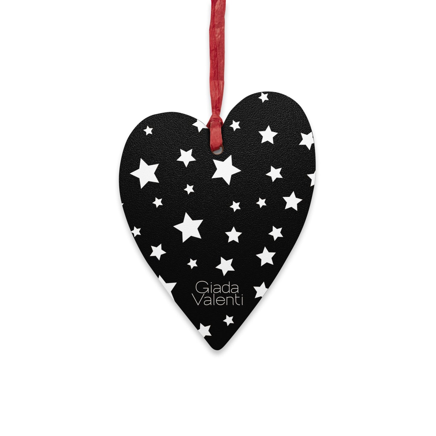 Giada Valenti | Heart Shape Wooden Ornament | Designed in Italy | Blue White Stars | Christmas Ornament | Christmas Gift