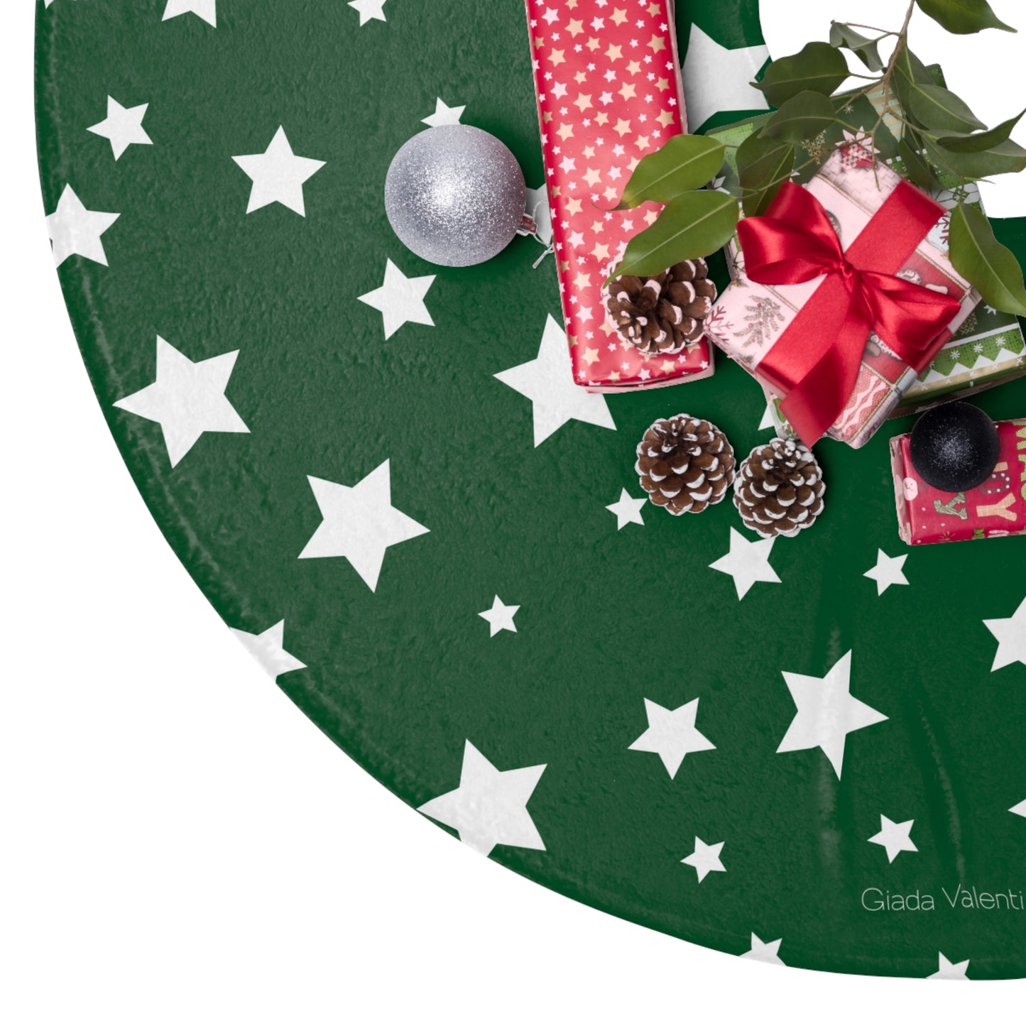 Christmas Star Tree Skirt with Italian Design print | Green | Giada Valenti | Christmas Decoration | Christmas Gift