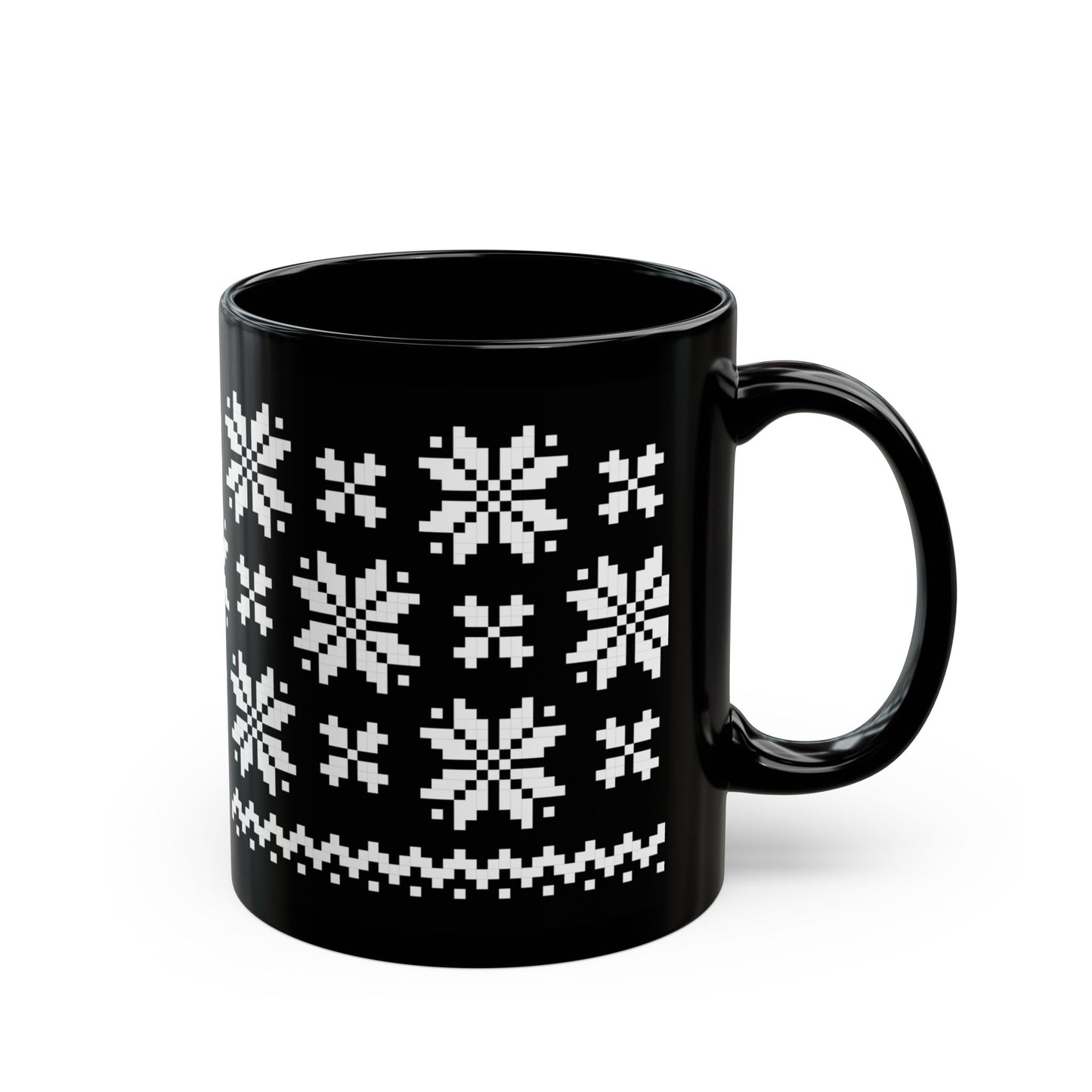 Jacquard Snowflake Mug with exclusive Italian design print (11oz) | Black | Giada Valenti Collection