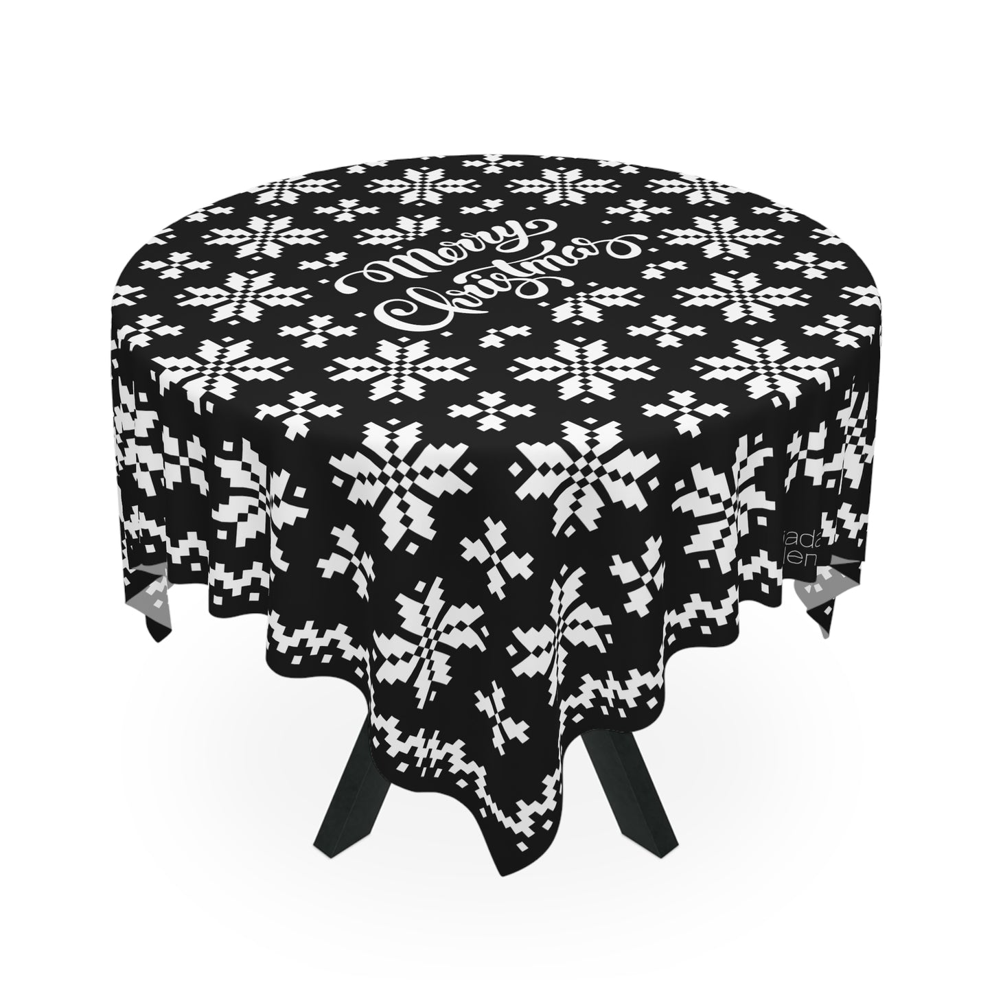 Jacquard Snowflake Christmas Tablecloth with Italian Design print | Black White | Giada Valenti | Christmas Decoration | Christmas Gift