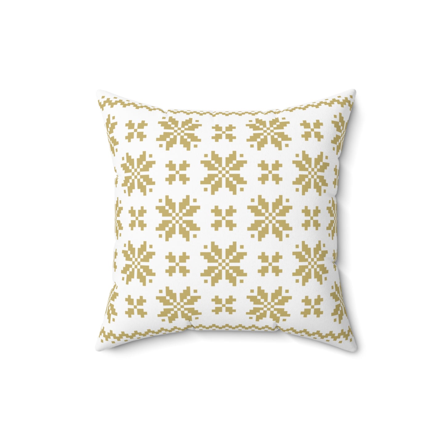 Merry Christmas Pillow with exclusive Italian Design print | White Gold Jacquard Snowflake | Giada Valenti Collection