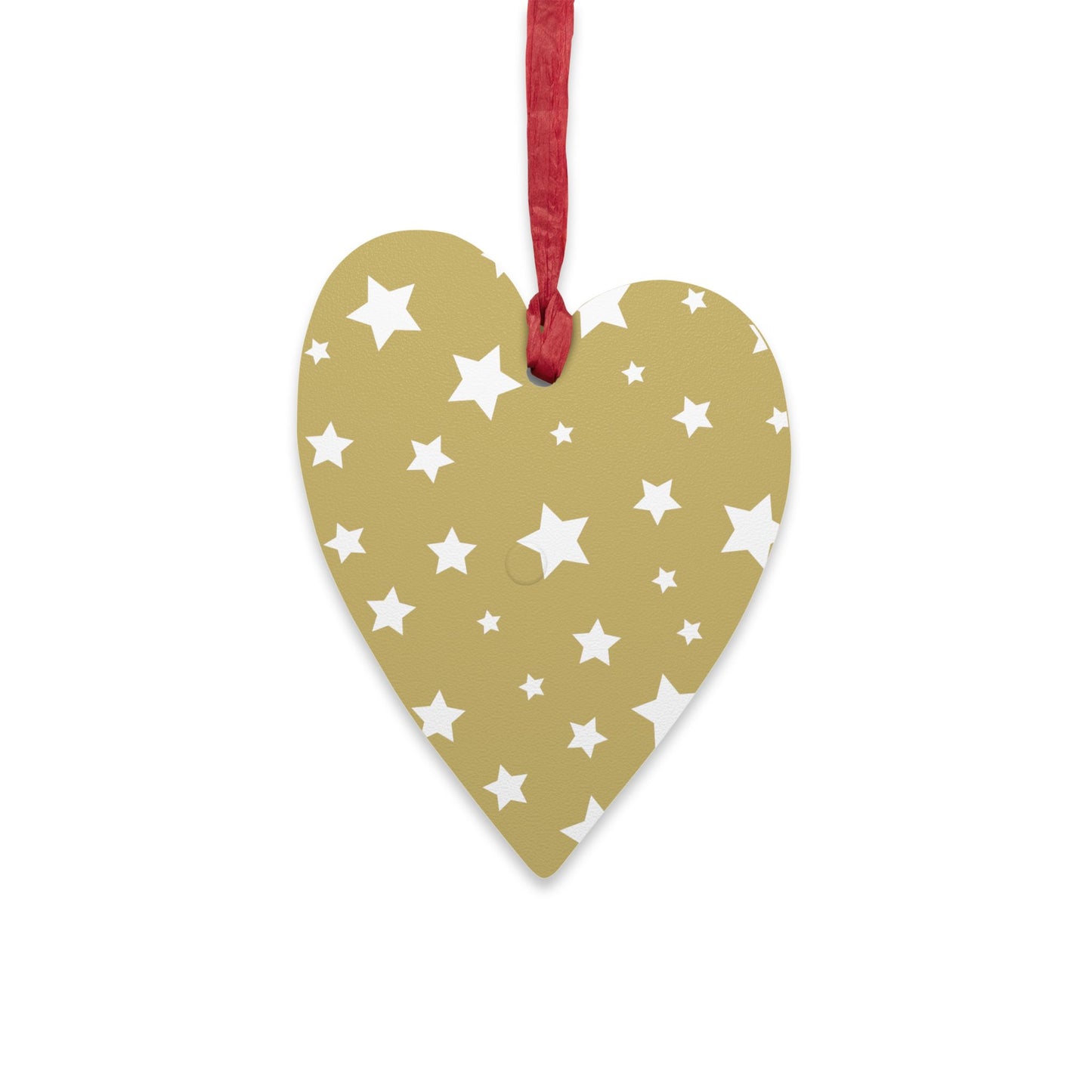 Giada Valenti | Heart Shape Wooden Ornament | Designed in Italy | Gold White Stars | Christmas Ornament | Christmas Gift