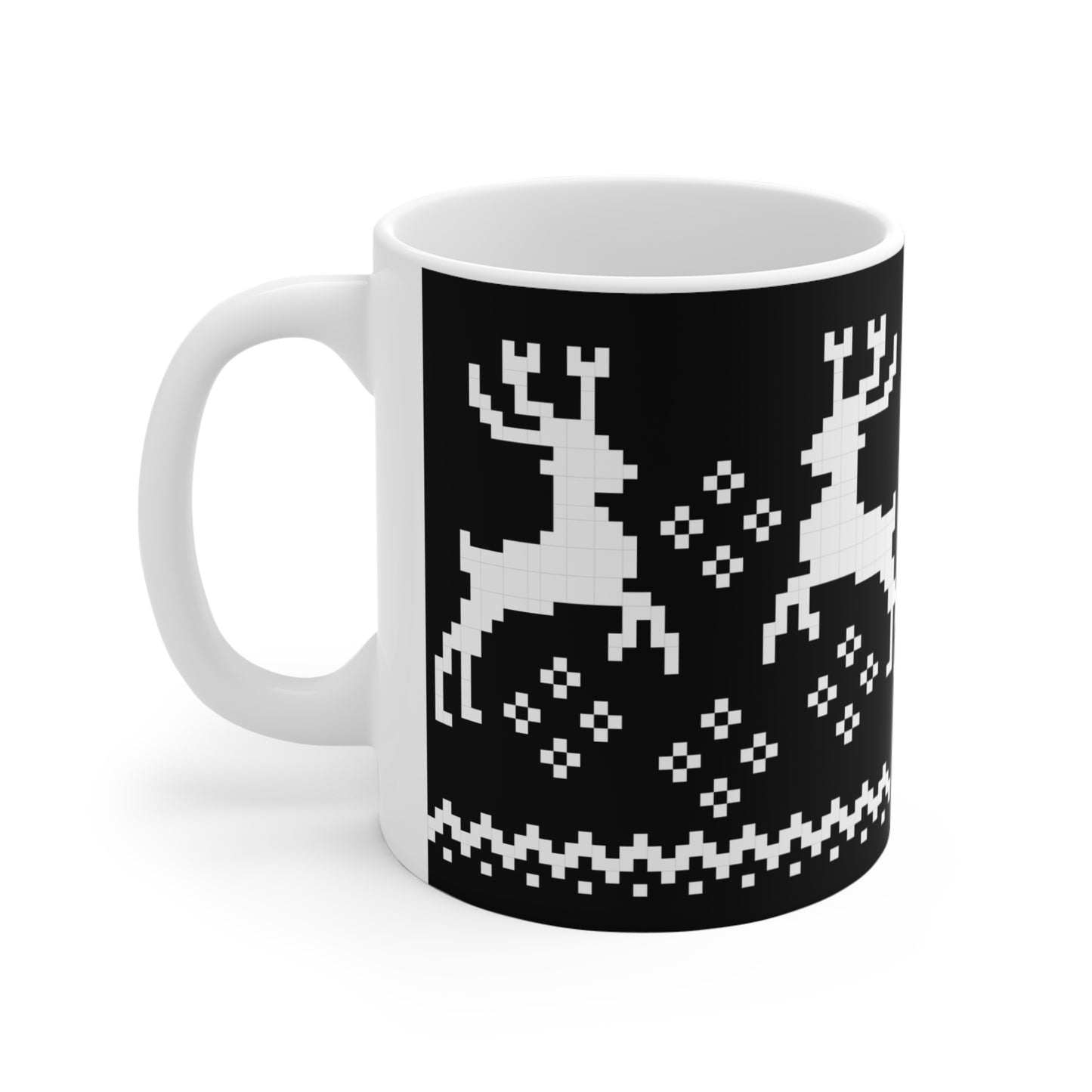 Jacquard Reindeer Christmas Mug with exclusive Italian design print (11oz) | Black | Giada Valenti | Christmas Gift