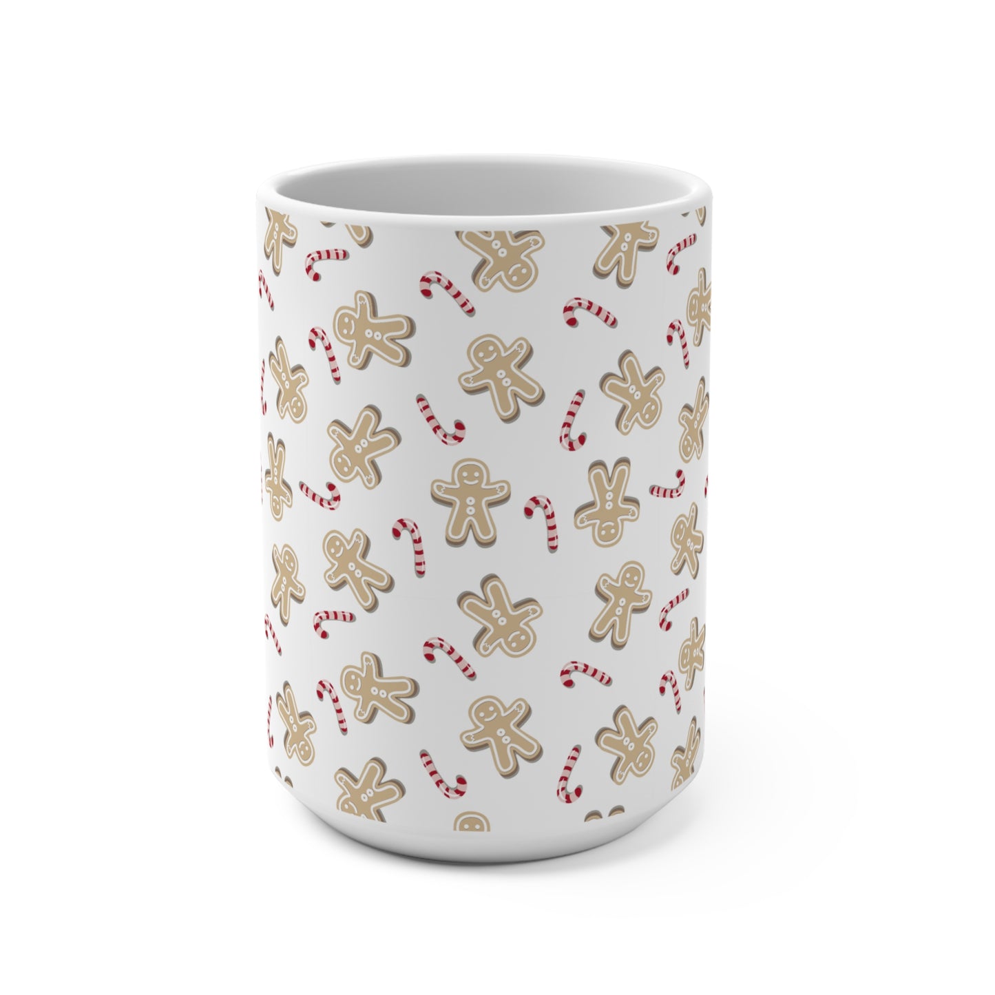 Gingerbread Candy Cane Mug with exclusive Italian design print (15oz) | Giada Valenti Collection