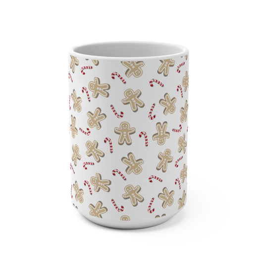 Gingerbread Candy Cane Mug with exclusive Italian design print (15oz) | Giada Valenti Collection