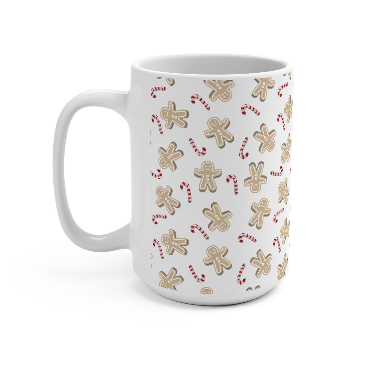 Gingerbread Candy Cane Mug with exclusive Italian design print (15oz) | Giada Valenti Collection