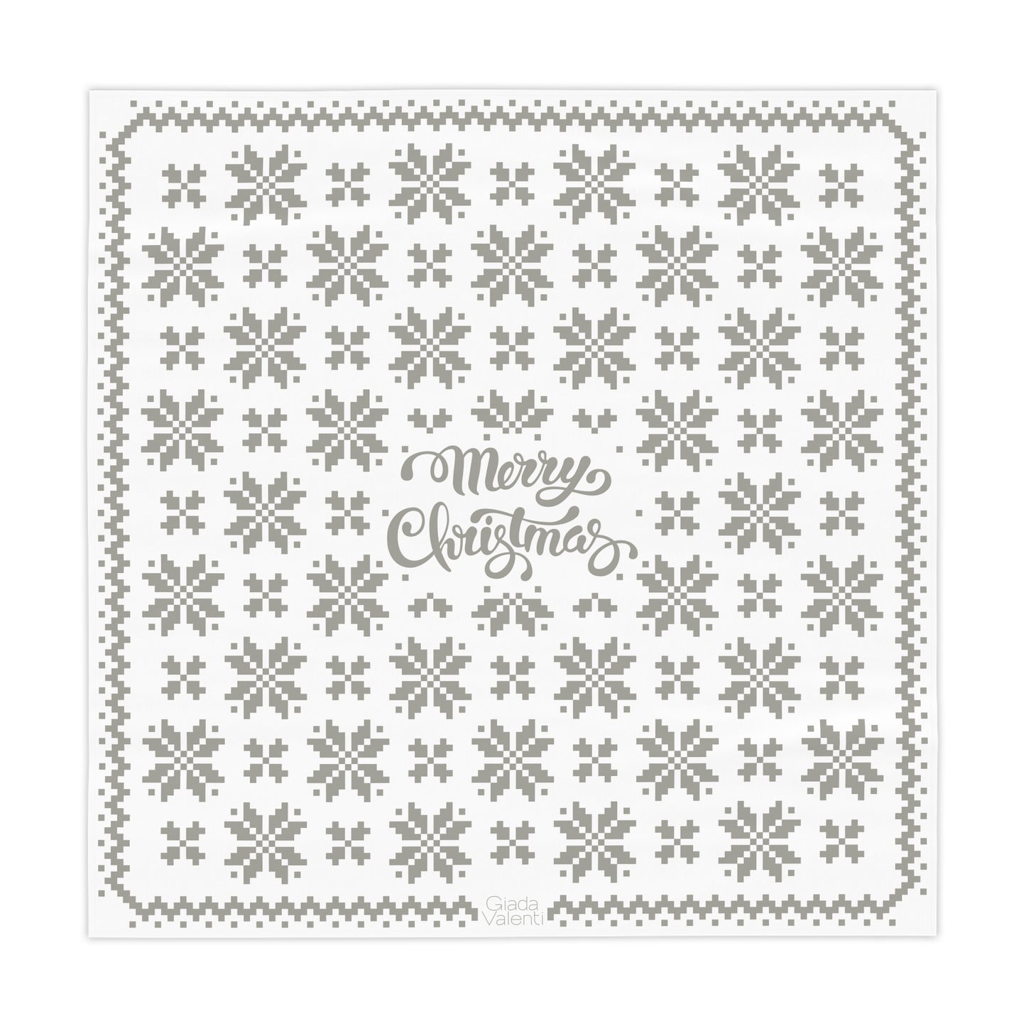 Jacquard Snowflake Christmas Tablecloth with Italian Design print | White Silver | Giada Valenti | Christmas Decoration | Christmas Gift