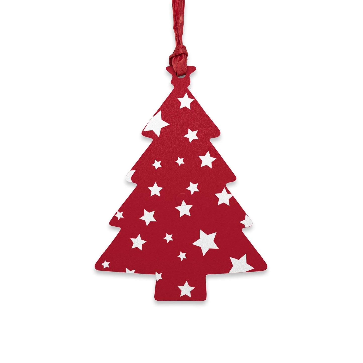 Giada Valenti | Tree Shape Wooden Ornament | Designed in Italy | Red White Star | Christmas Ornament | Christmas Gift | Italian Design