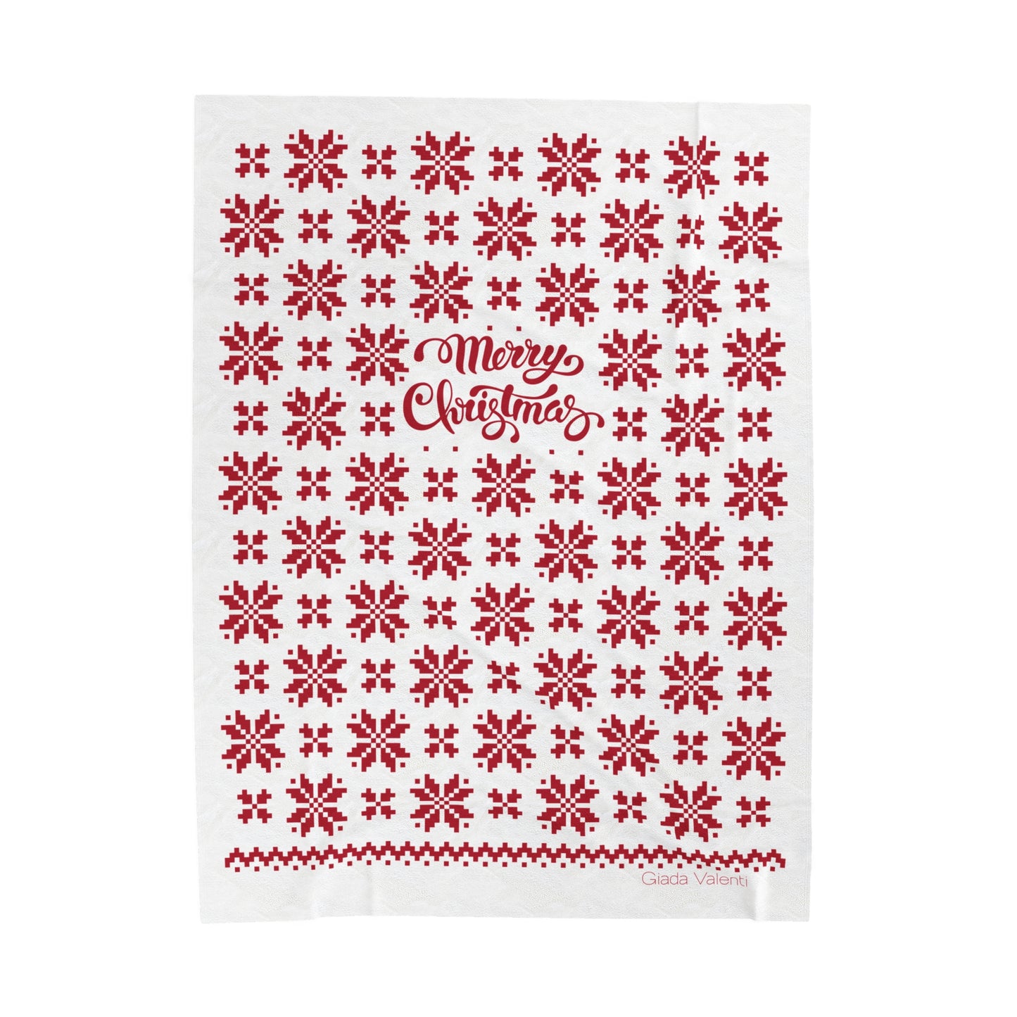 Jacquard Snowflake Christmas Velveteen Plush Blanket with Italian design print | 60x80 | Red | Giada Valenti Collection