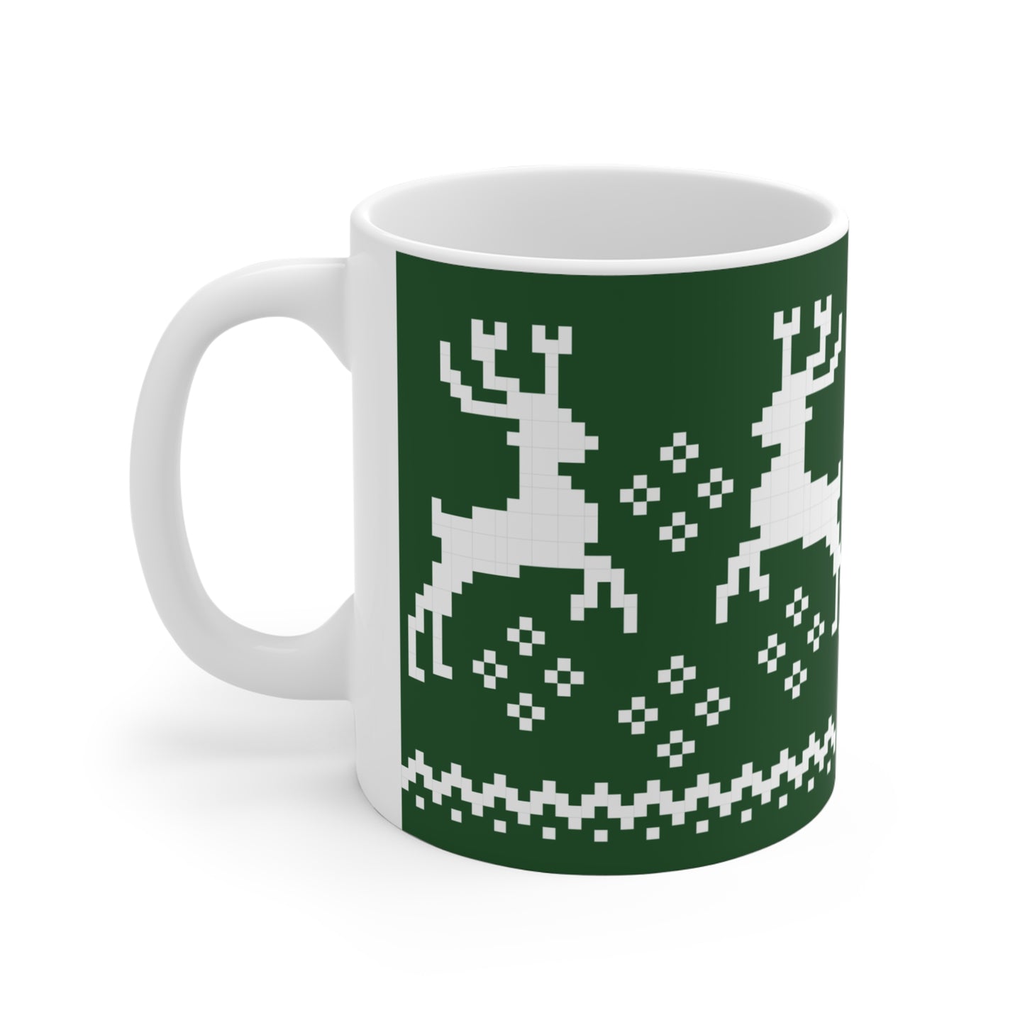 Jacquard Reindeer Christmas Mug with exclusive Italian design print (11oz) | Green | Giada Valenti Collection