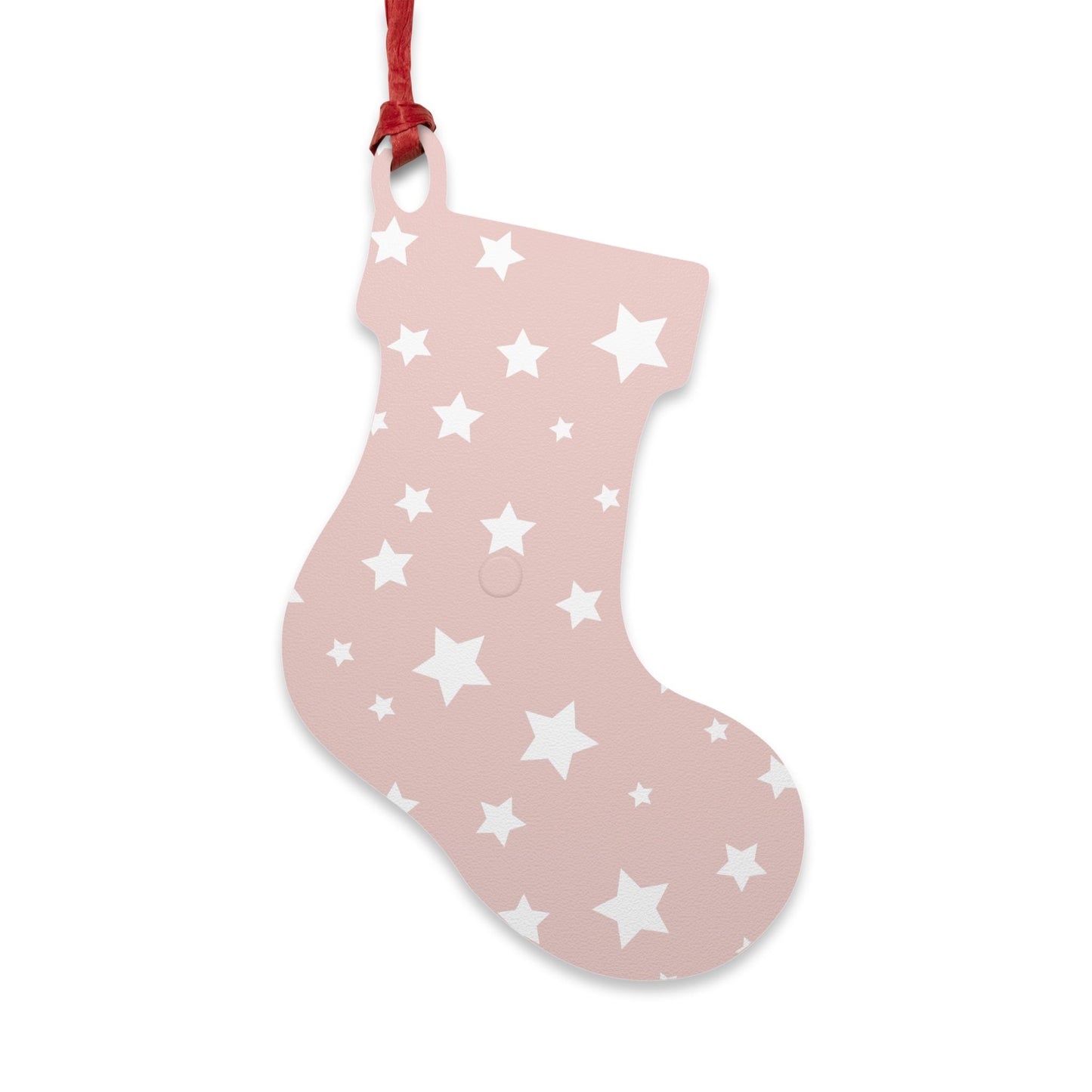 Giada Valenti | Christmas Stocking Wooden Ornament | Designed in Italy | Pink White Stars | Christmas Ornament | Christmas Gift