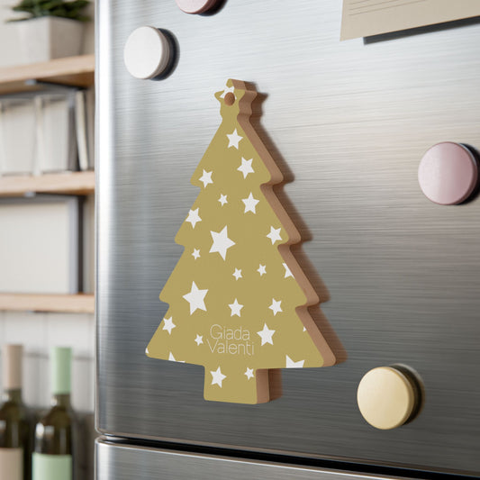 Giada Valenti | Tree Shape Wooden Ornaments | Designed in Italy | Gold White Star | Christmas Ornament | Christmas Gift | Italian Design