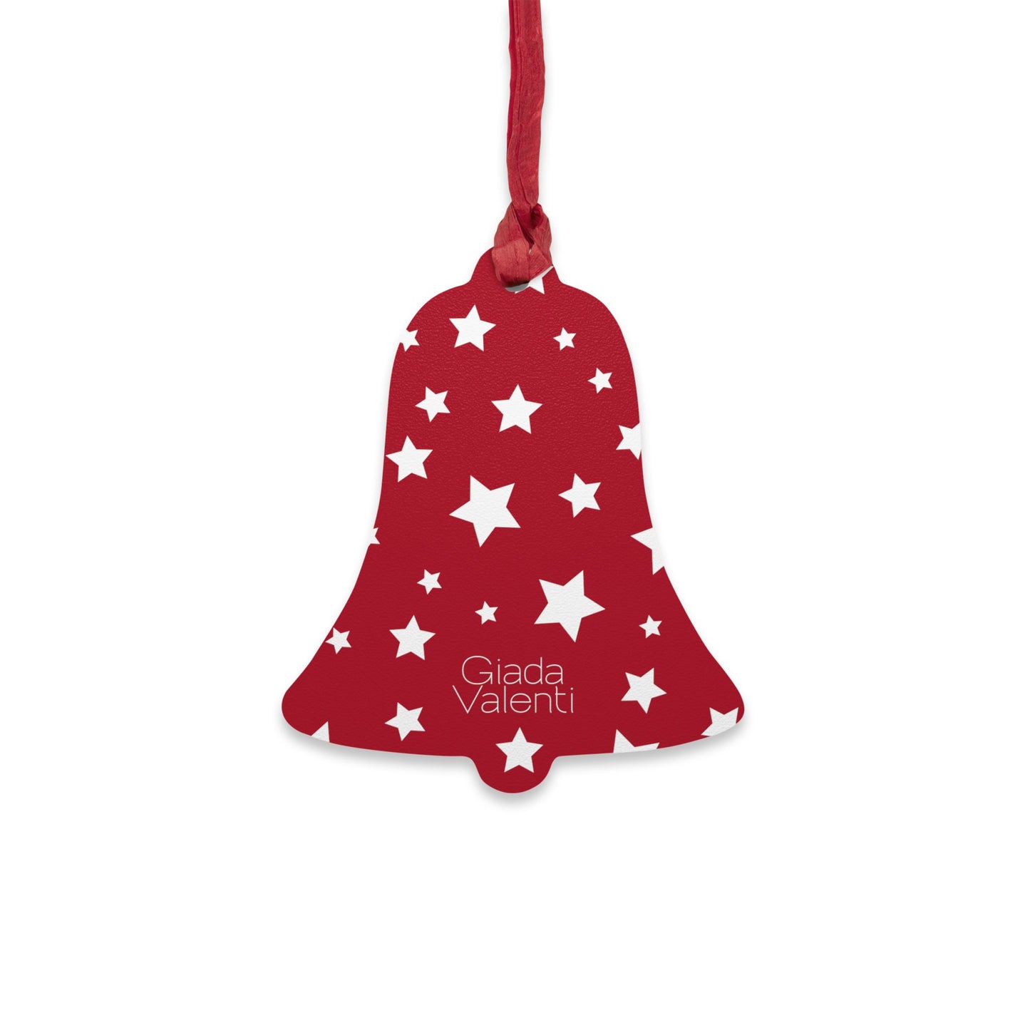 Giada Valenti | Bell Shape Wooden Ornaments | Designed in Italy | Red White Stars | Christmas Ornament | Christmas Gift