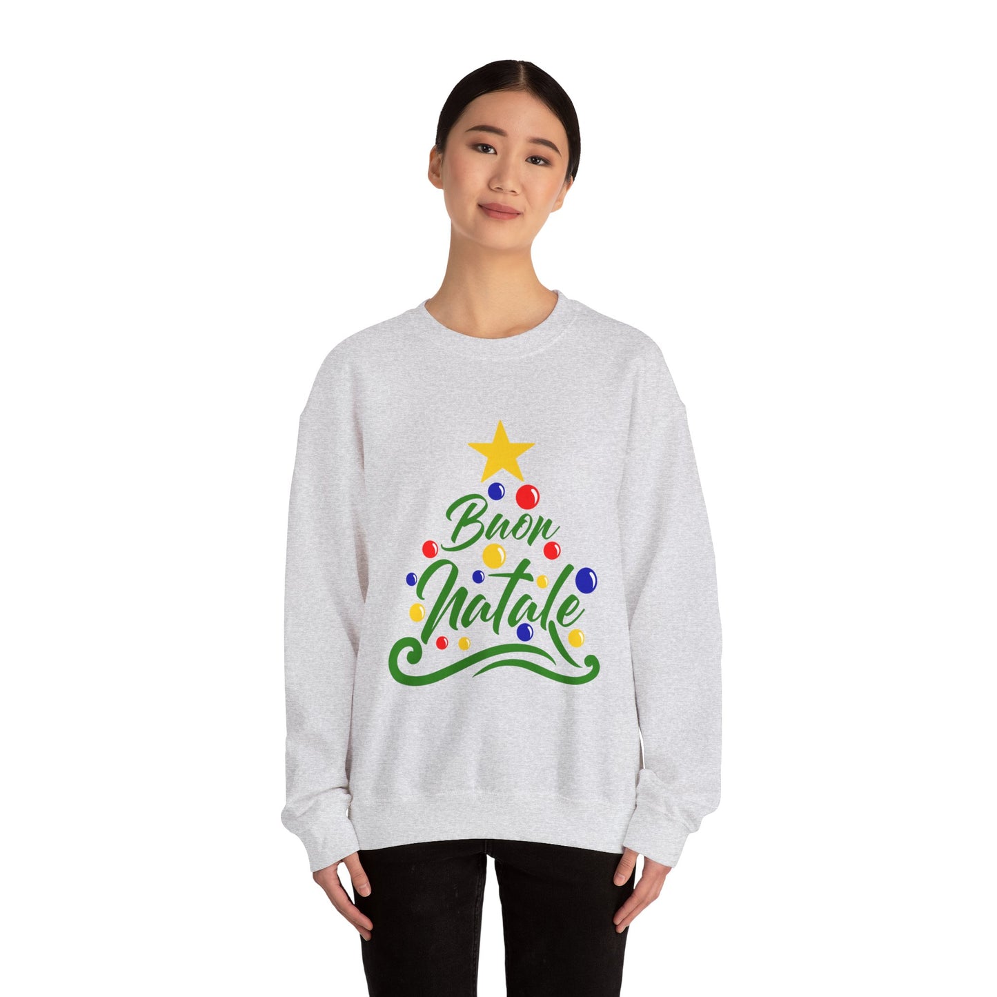 Buon Natale Unisex Heavy Blend™ Crewneck Sweatshirt - Giada Valenti Collection - Print designed in Italy by Elisa Savoia