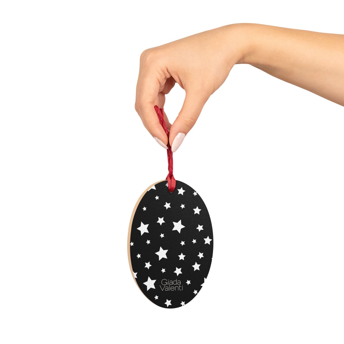 Oval Shape Wooden Ornaments | Designed in Italy | Black White Stars | Giada Valenti | Christmas Ornament | Christmas Gift | Italian Design